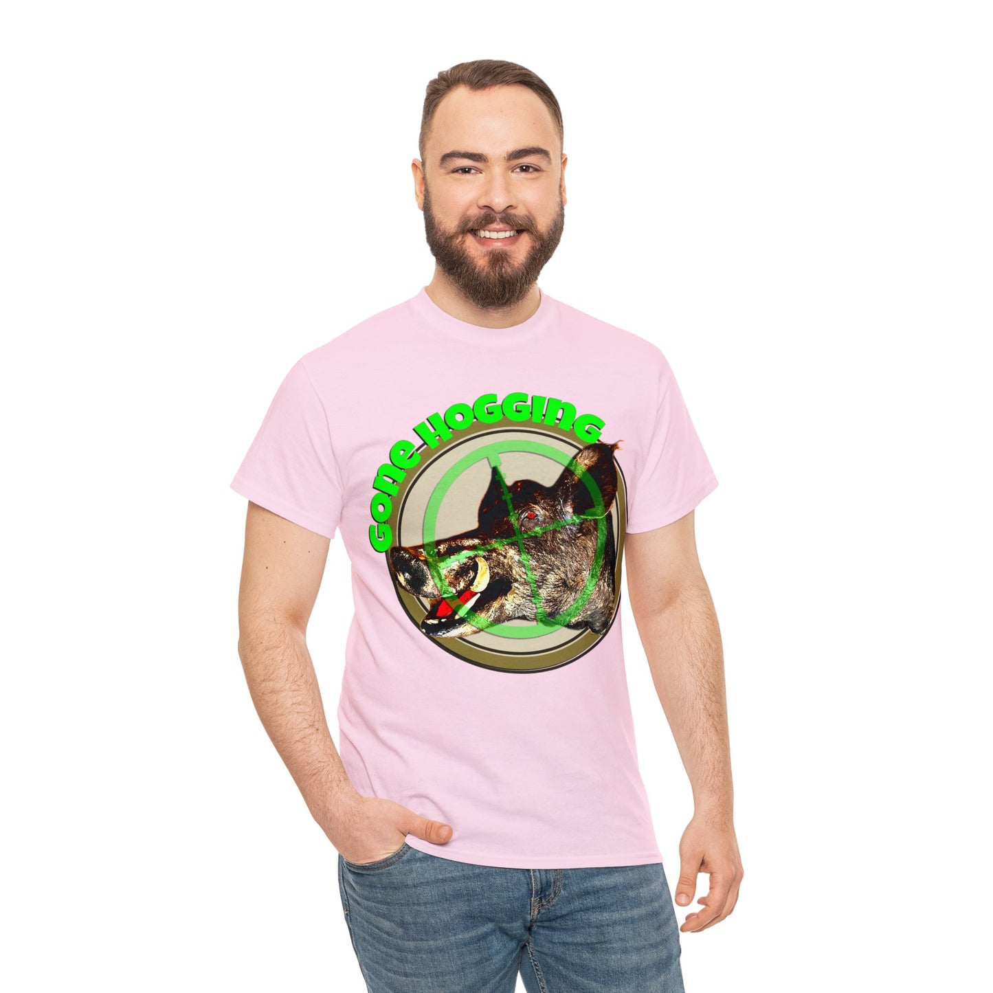 Wild Hog Hunter, Wild Hog, Hog Wild, Hog Boar Hunting Heavy Cotton Tee