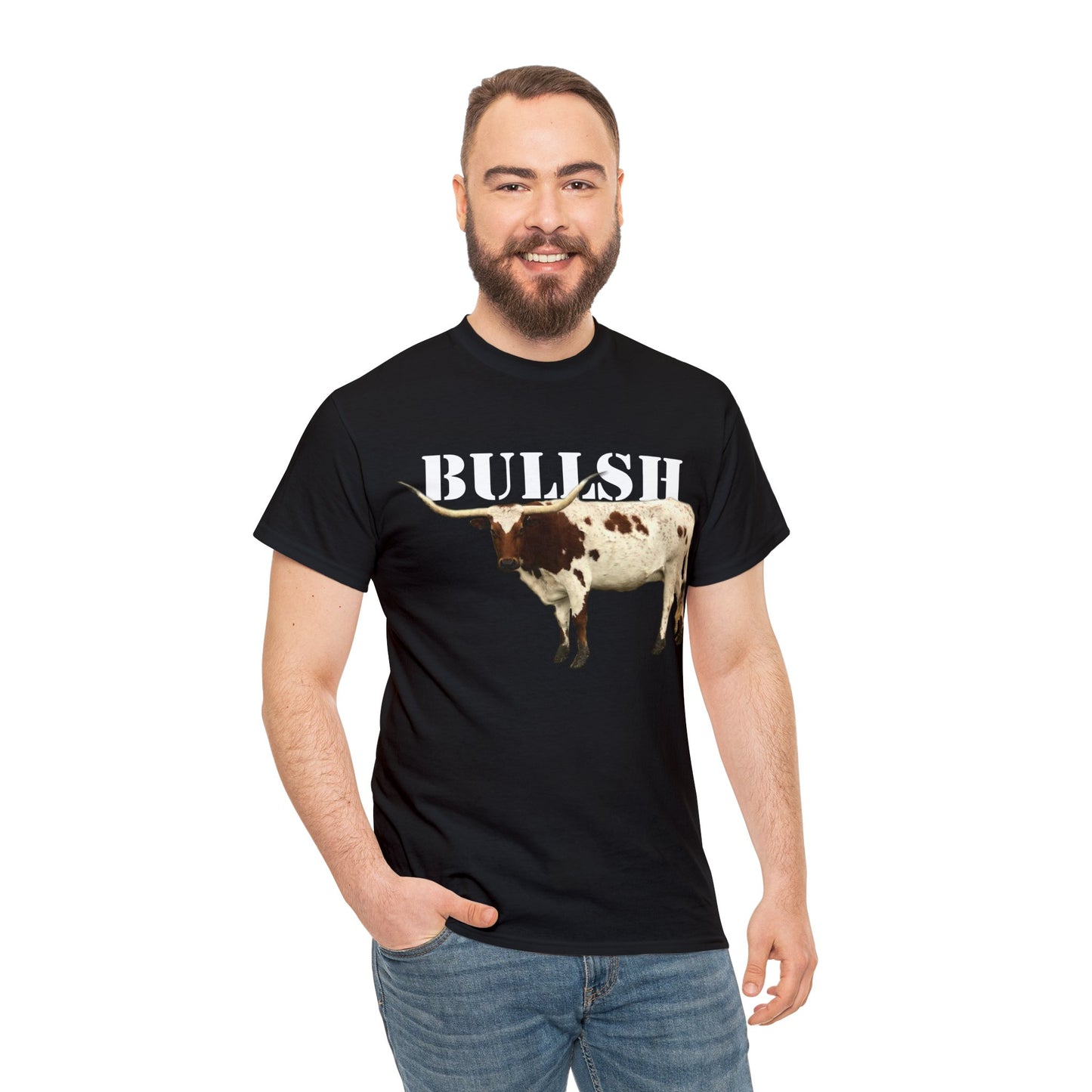 Bullsh, Longhorn, Cow, Cattle, Funny, Texas, Country Heavy Cotton Tee