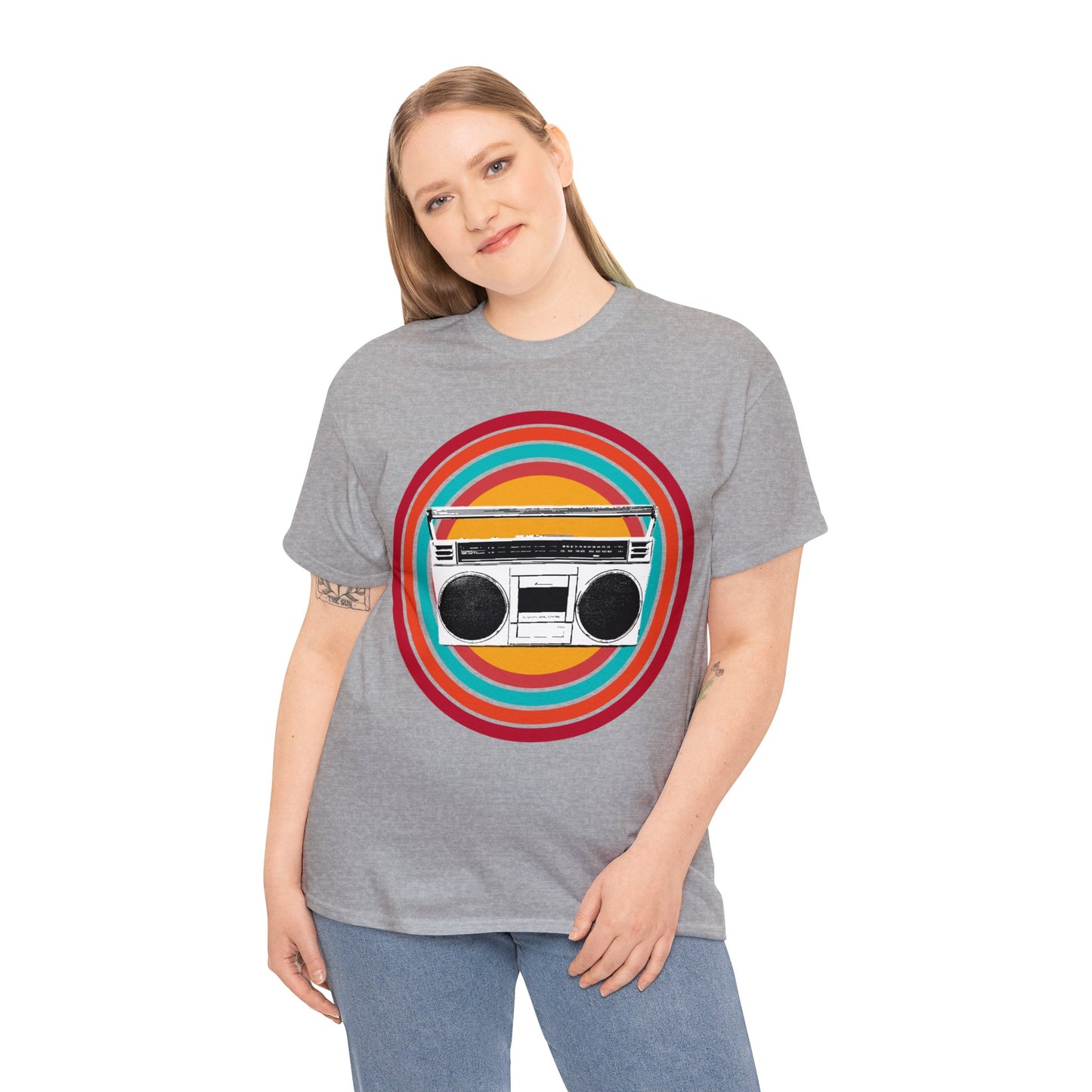 Jam Box, Ghetto Blaster, Boombox, Vintage Radio, Retro Cassette Player Heavy Cotton Tee