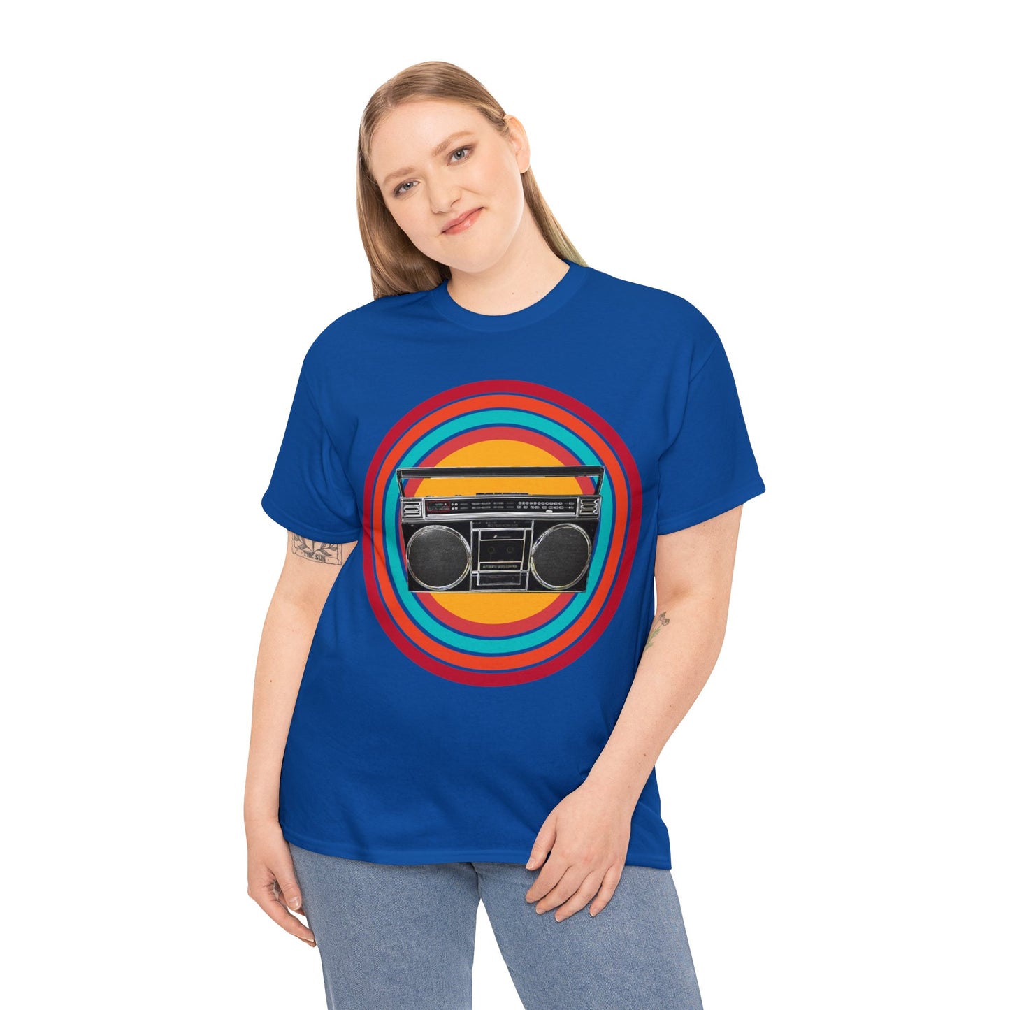 Jam Box, Ghetto Blaster, Boombox, Vintage Radio, Retro Cassette Player Heavy Cotton Tee