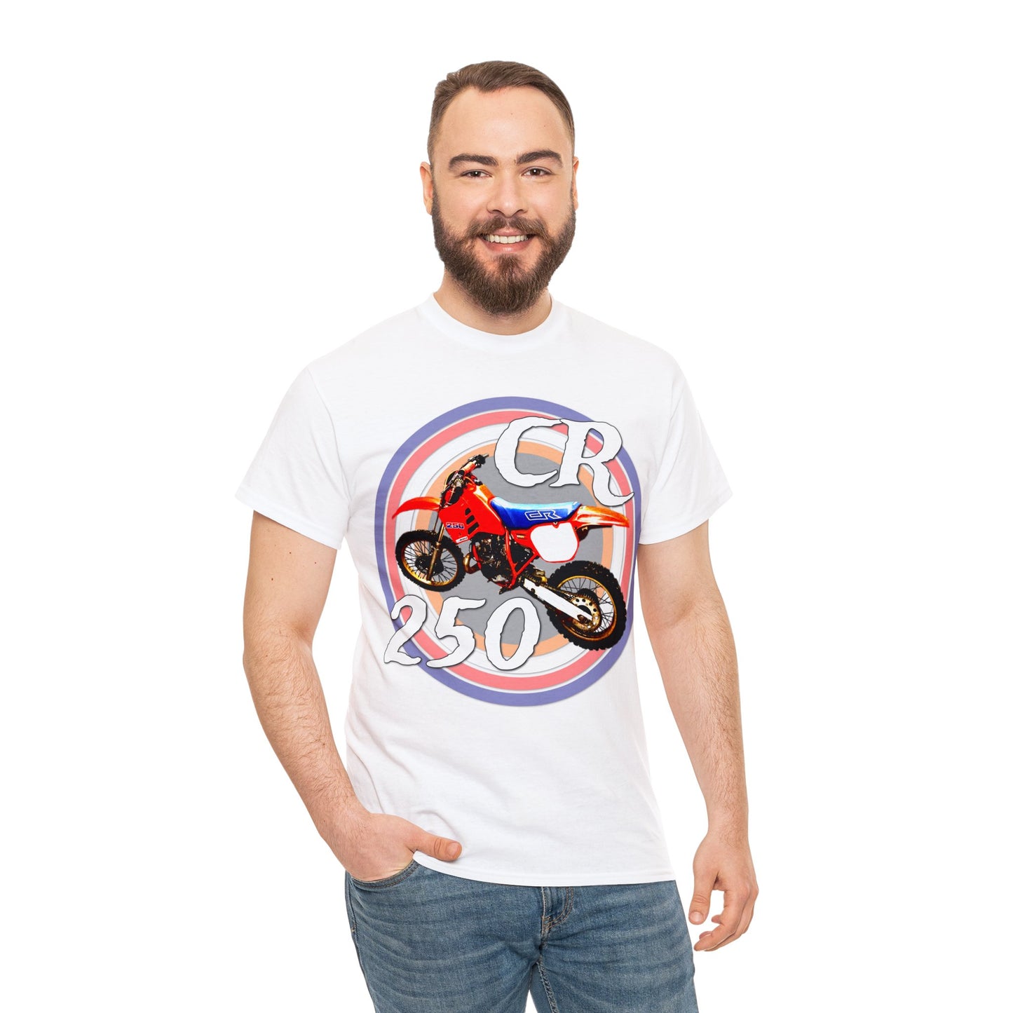 CR 250 R Vintage Retro Motorcross Motocross Motorcycle Dirt Bike Heavy Cotton Tee