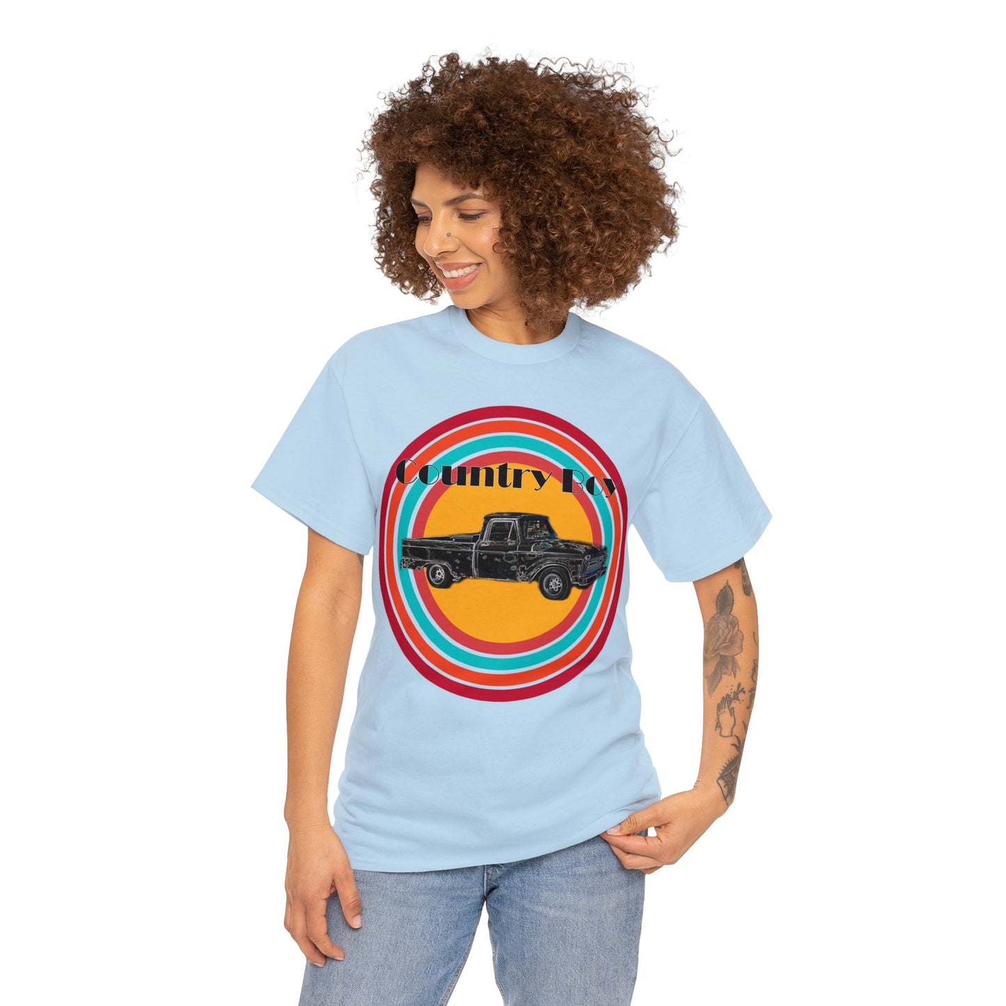 Country Boy Pickup Truck Western Unisex Heavy Cotton Tee