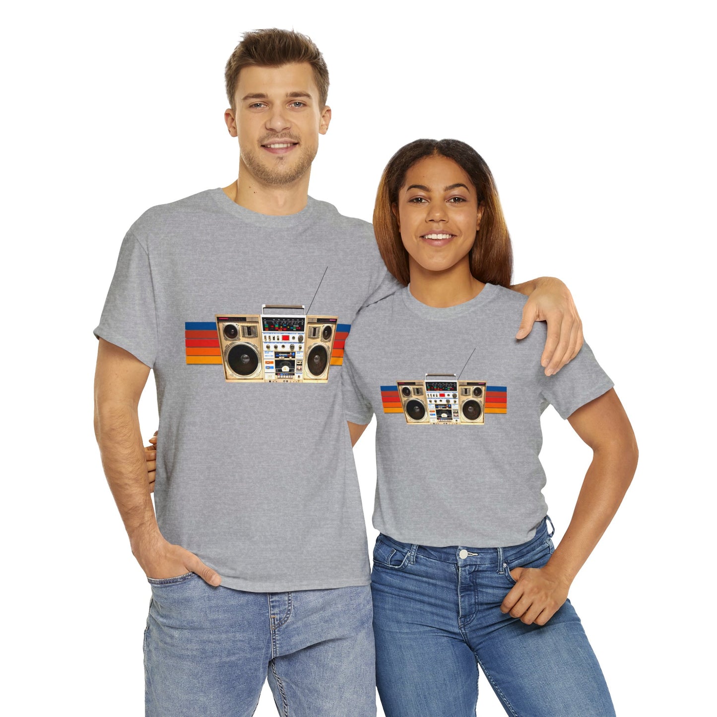 Jam Box, Ghetto Blaster, Boombox, Vintage Radio, Retro Cassette Player Heavy Cotton Tee