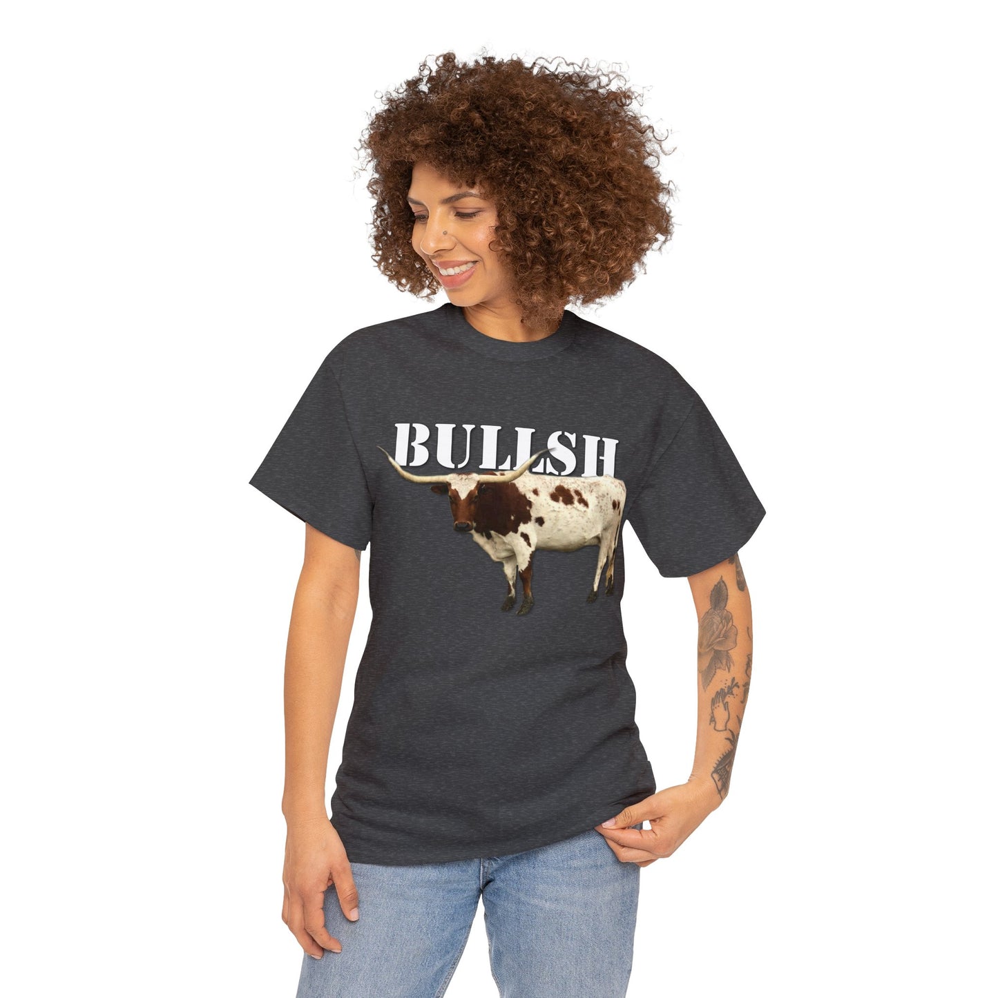 Bullsh, Longhorn, Cow, Cattle, Funny, Texas, Country Heavy Cotton Tee