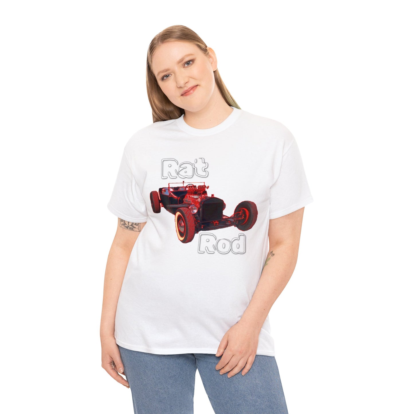 Hot Rod, Retro Rat Rod Car, Antique Automobile, Vintage Car, Rockabilly Heavy Cotton Tee
