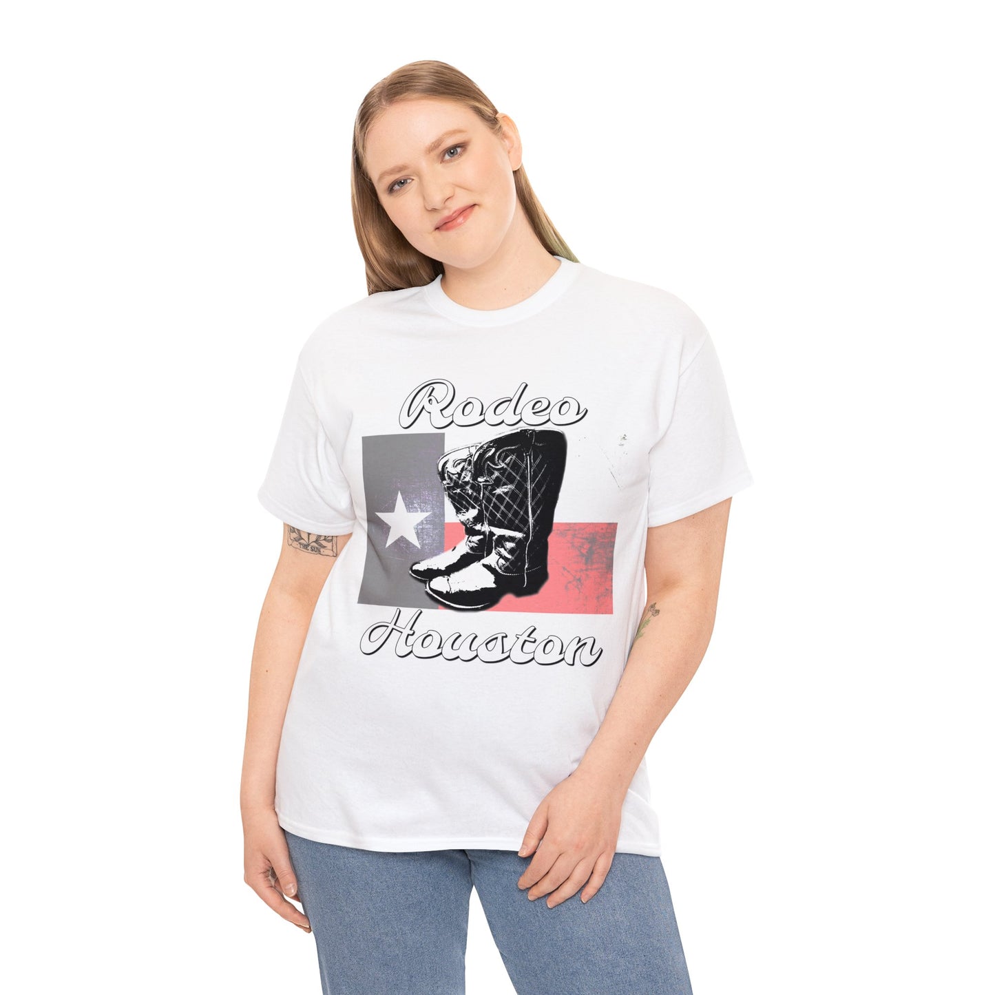 Vintage Rodeo Houston Texas Flag Bronc Buster Heavy Cotton Tee