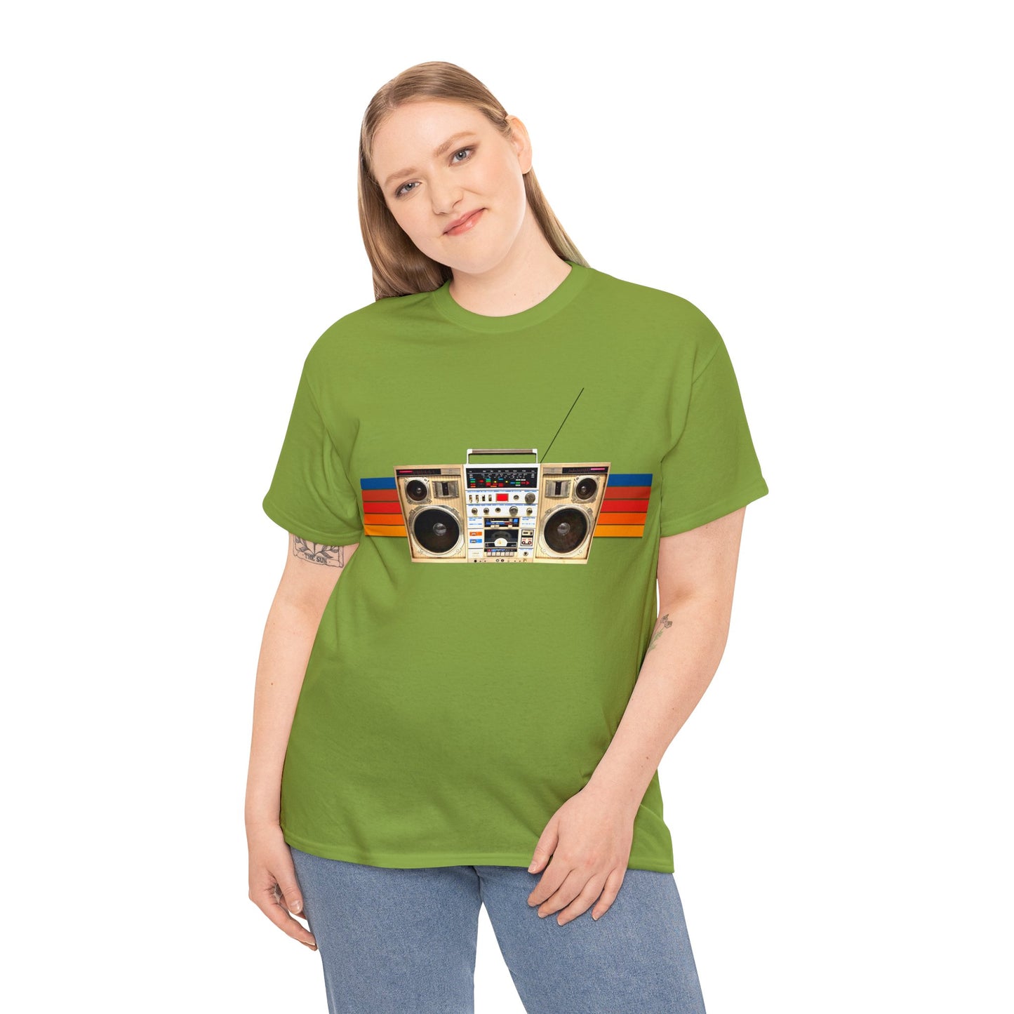 Jam Box, Ghetto Blaster, Boombox, Vintage Radio, Retro Cassette Player Heavy Cotton Tee