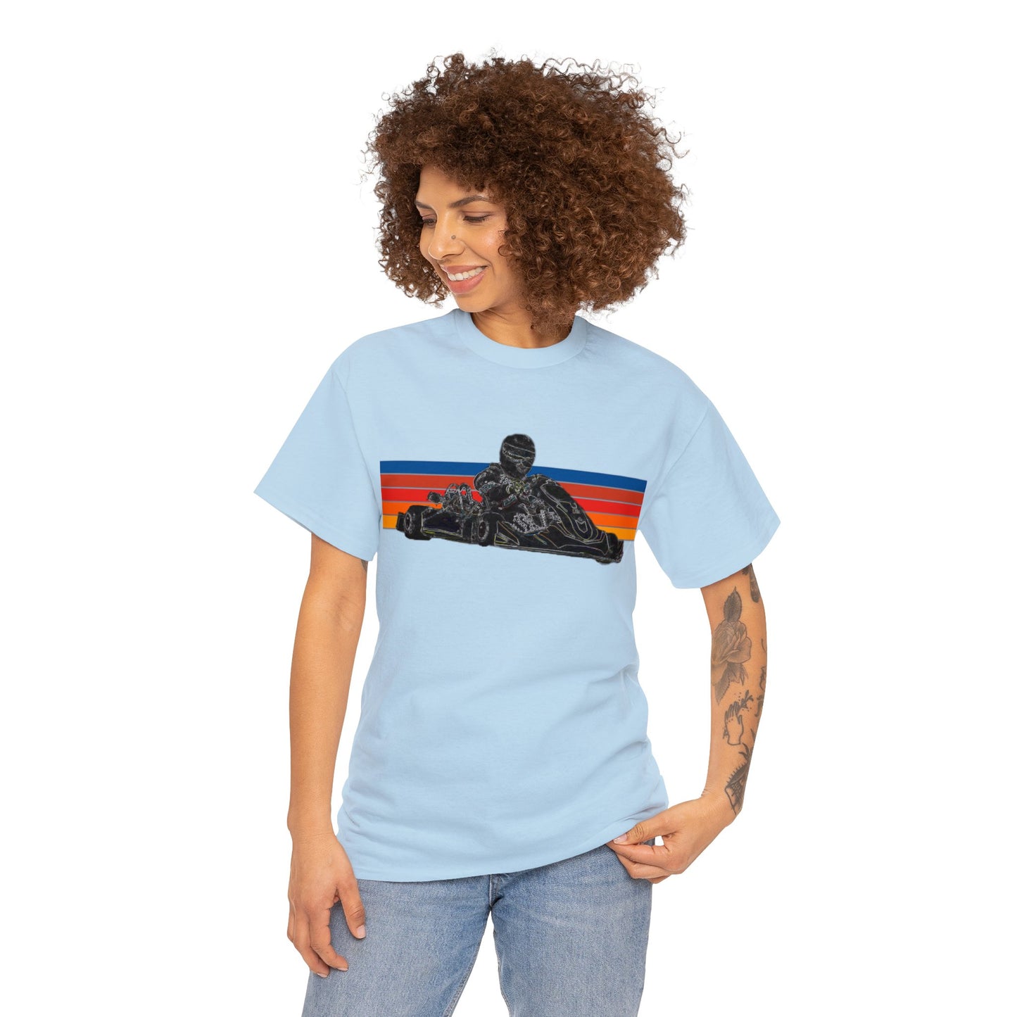 Racing Go Cart, Go Kart Racer, Race Car Driver Heavy Cotton Tee