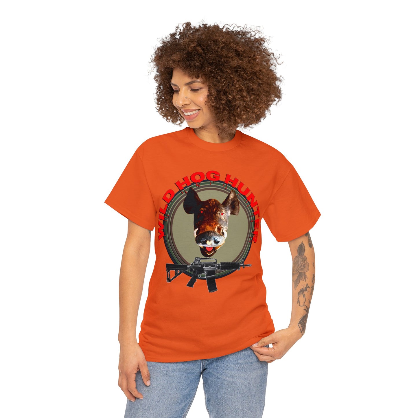 Wild Hog Hunter, Wild Hog, Hog Wild, Hog Boar Hunting Heavy Cotton Tee