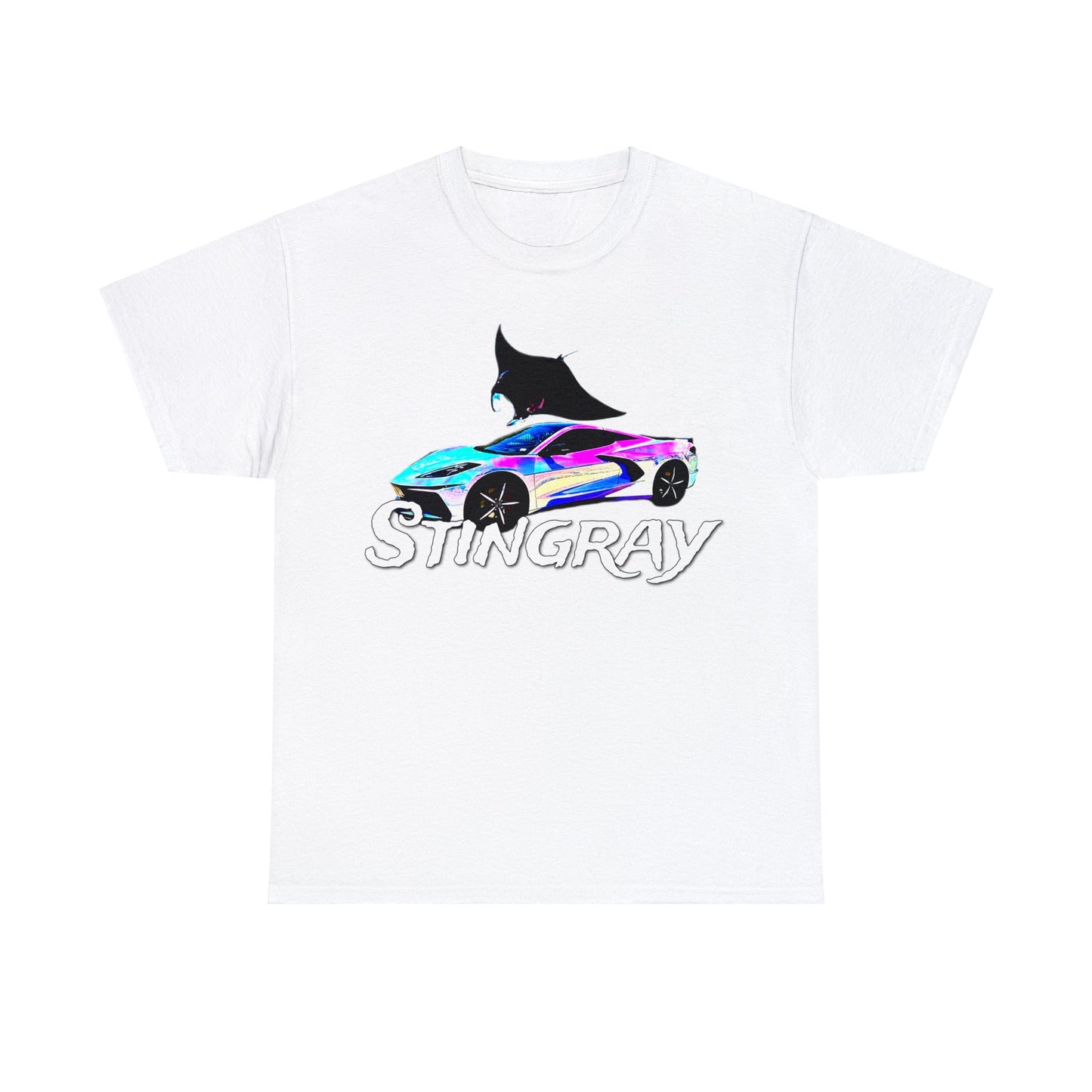 Sting Ray Car, Vette, Stingray Sports Car American Automobile Heavy Cotton Tee