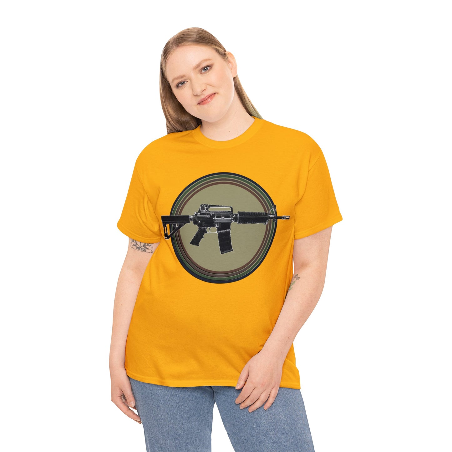 AR 15, Tactitcal Gun, Military Gun, Machine Gun Heavy Cotton Tee