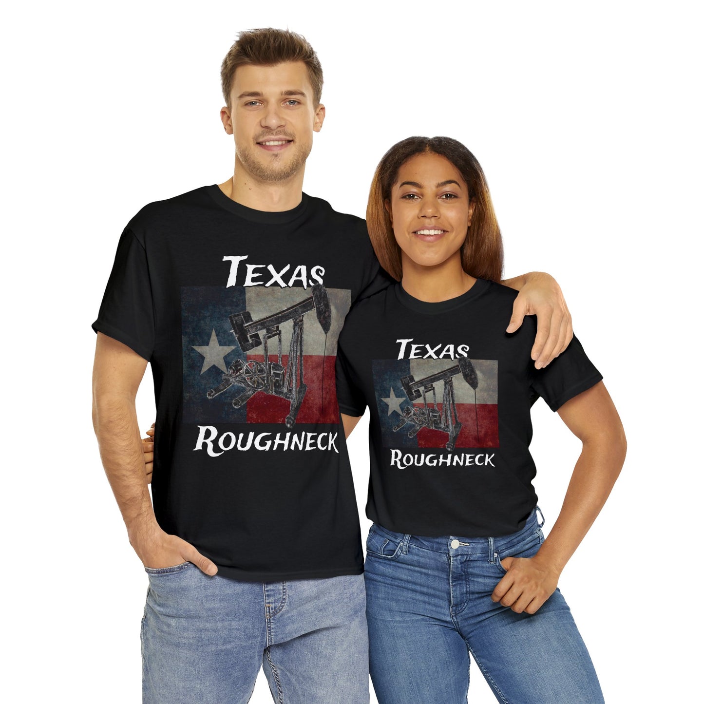 Texas Oil Worker, Rough Neck, Pump Jack Heavy Cotton Tee