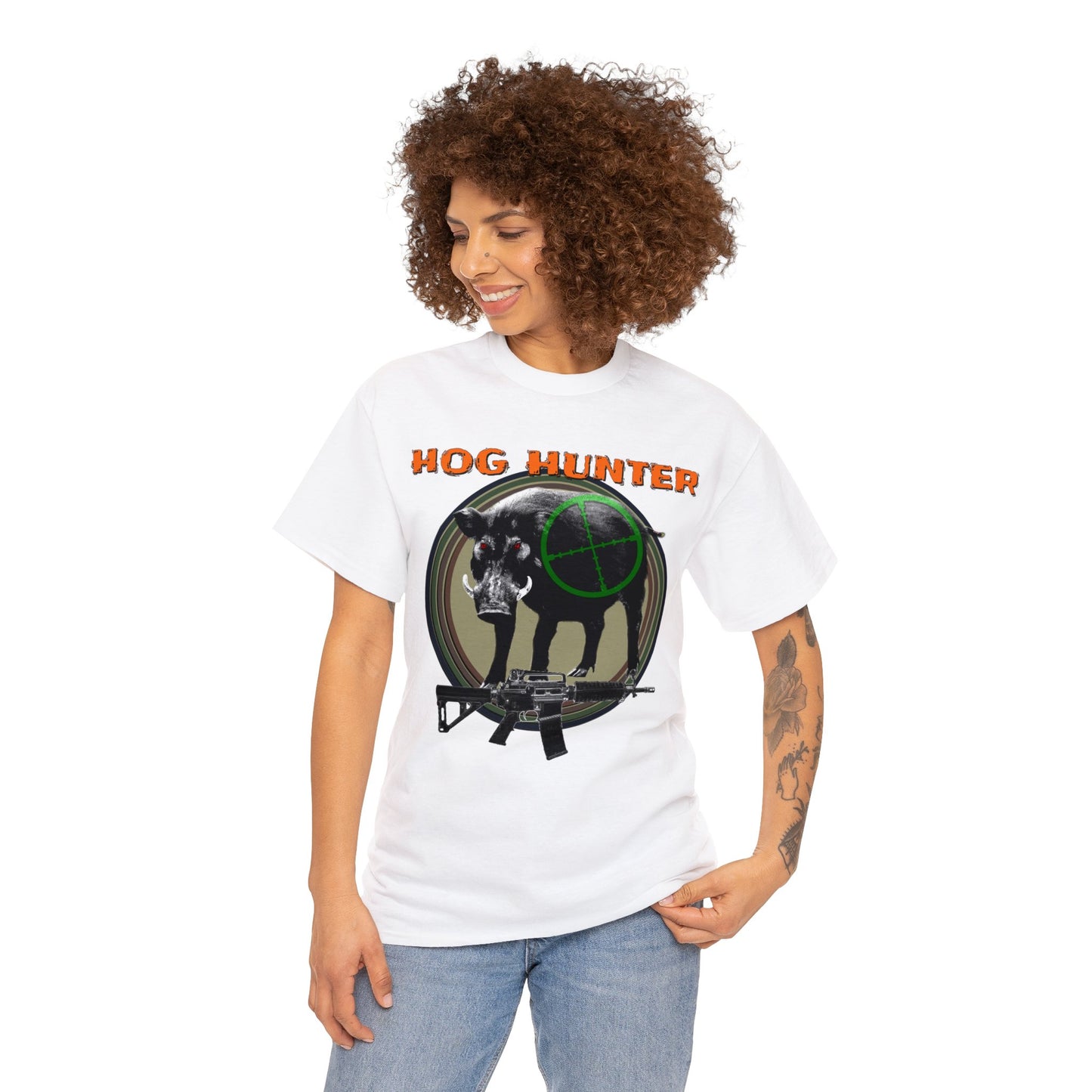 Wild Hog Hunter, Wild Hog, Hog Wild, Hog Boar Hunting Heavy Cotton Tee