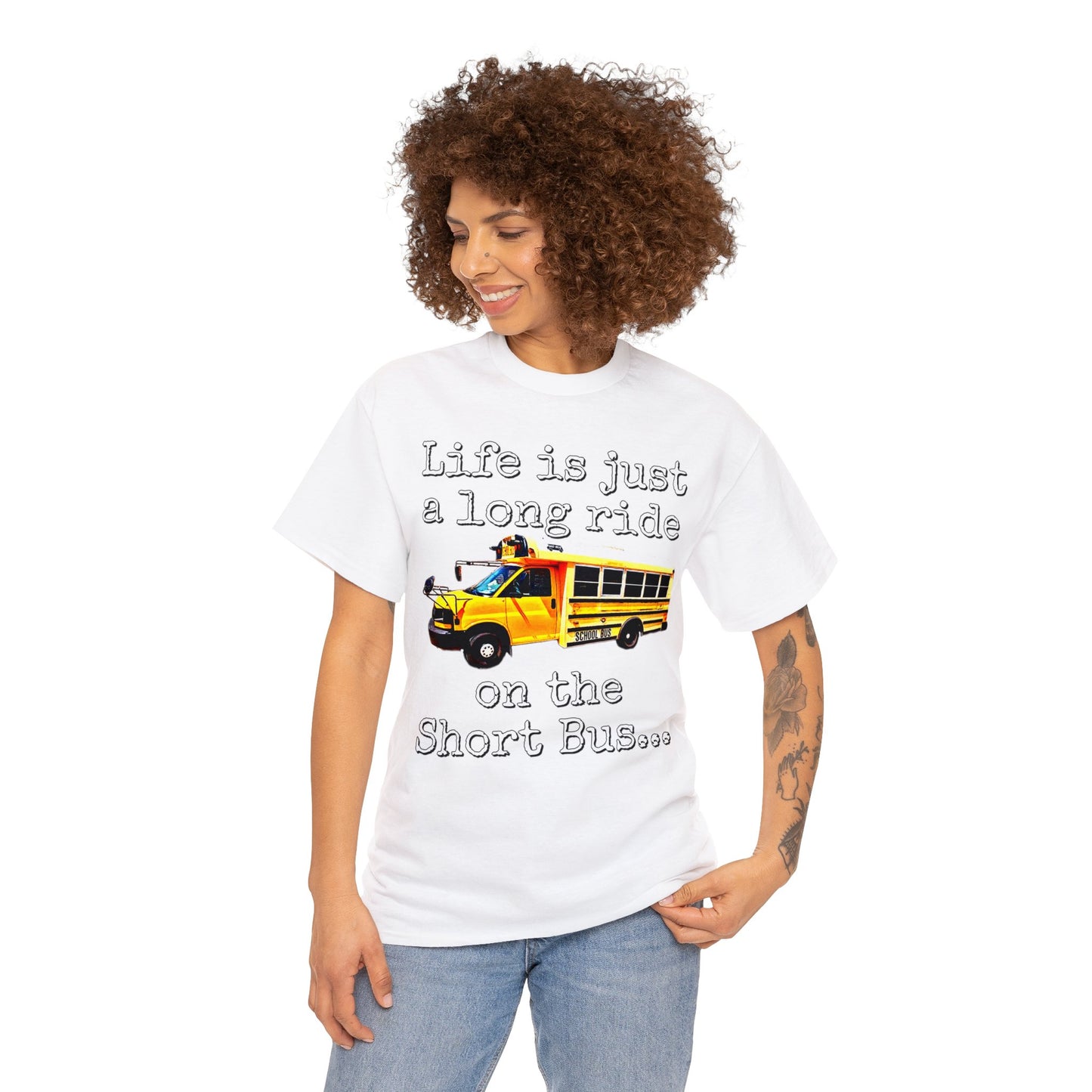 Short Bus, Short Bus Rider, I Survived Riding the Short Bus Heavy Cotton Tee