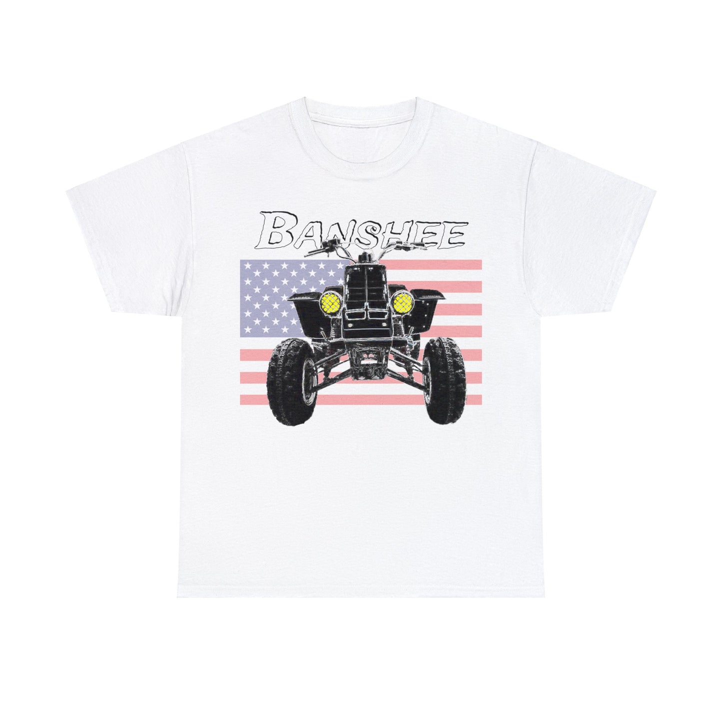 Banshee Quad ATV, Banshee Four Wheeler, Quad Bike American Flag Heavy Cotton Tee