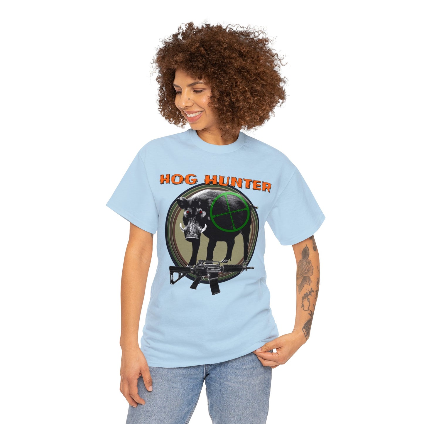 Wild Hog Hunter, Wild Hog, Hog Wild, Hog Boar Hunting Heavy Cotton Tee