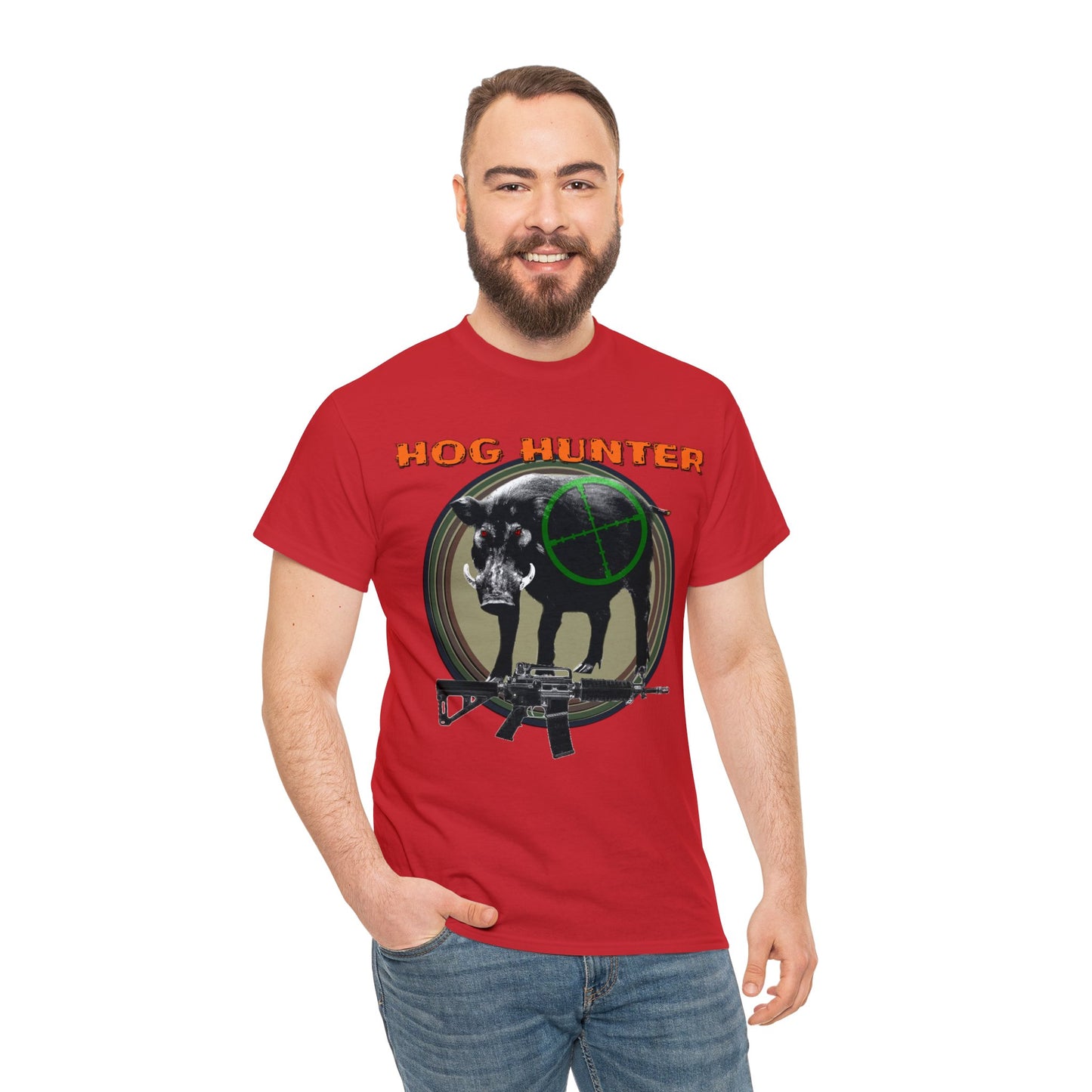 Wild Hog Hunter, Wild Hog, Hog Wild, Hog Boar Hunting Heavy Cotton Tee