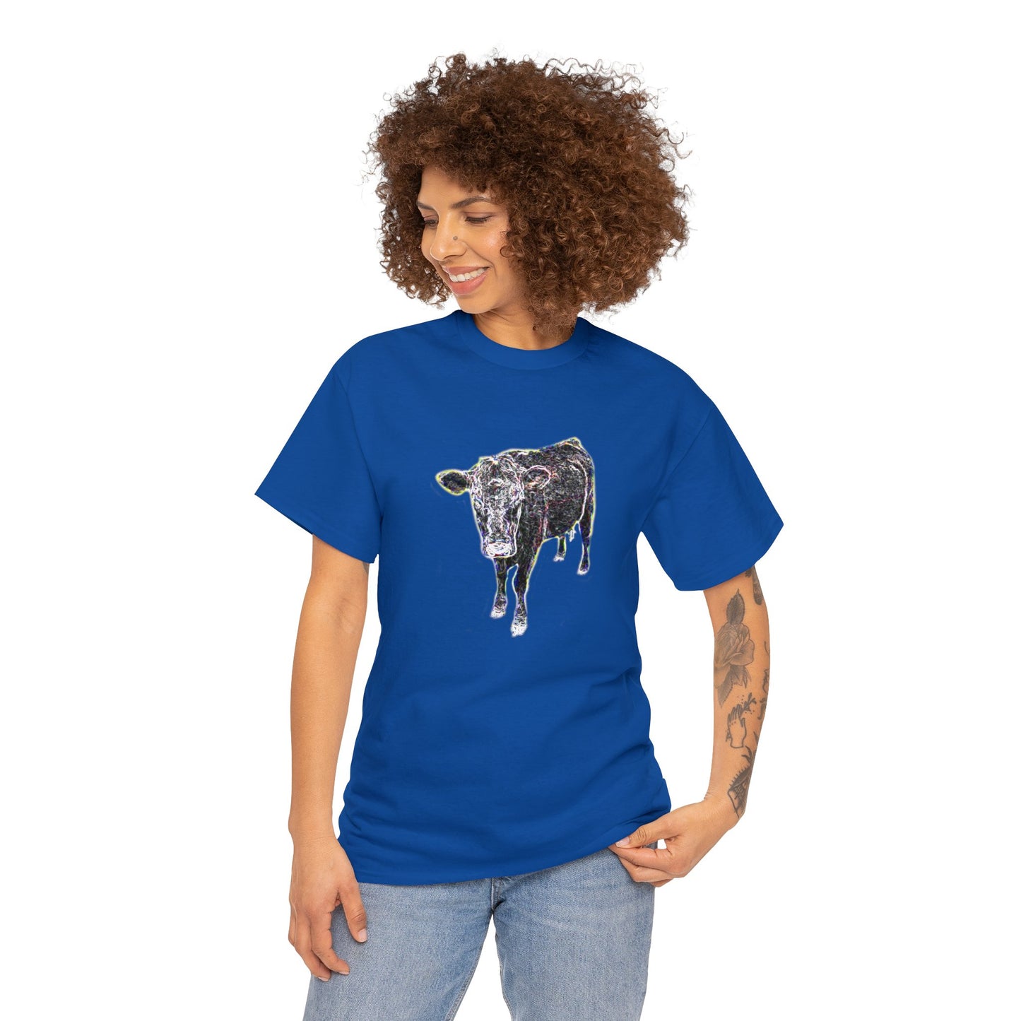 Vintage Retro Cow on the Farm Heavy Cotton Tee