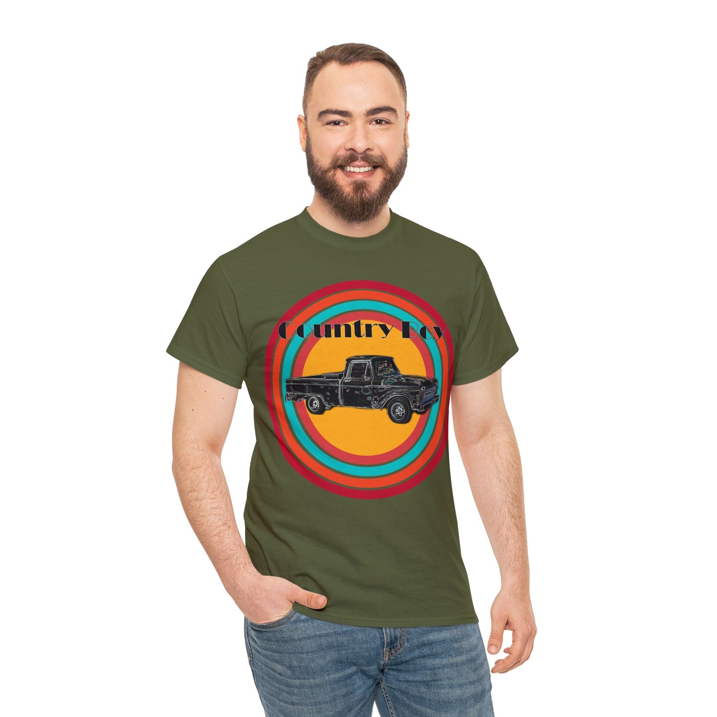 Country Boy Pickup Truck Western Unisex Heavy Cotton Tee