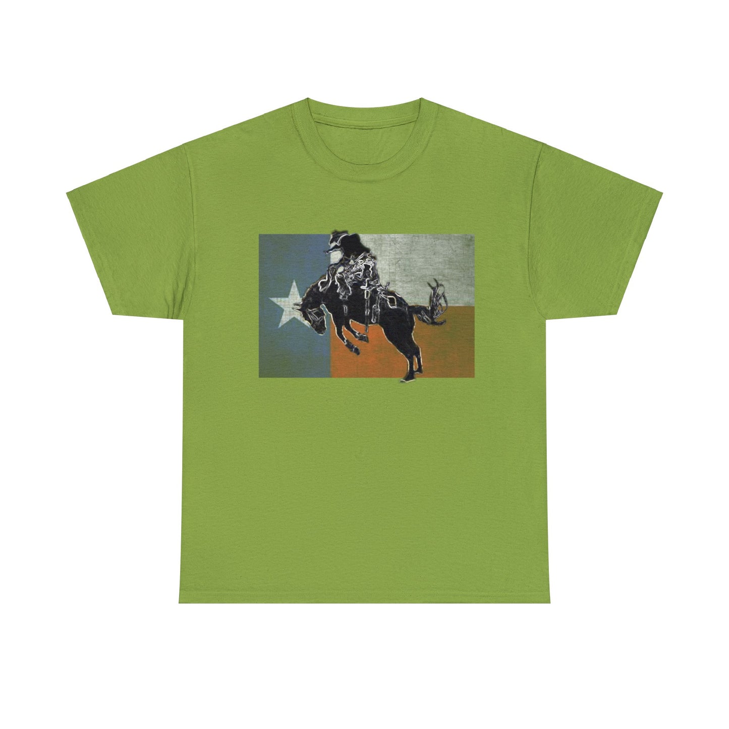 Rodeo, Bronco Rider, Bronc Buster, Cowboy Rider, Horse Rider, Wild Horse Heavy Cotton Tee