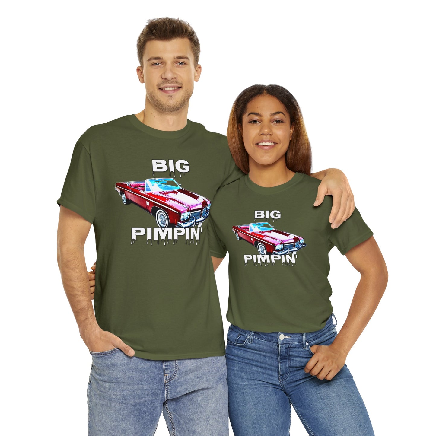 Big Pimpin' Convertible Olds, Vintage Car, Retro Car Heavy Cotton Tee