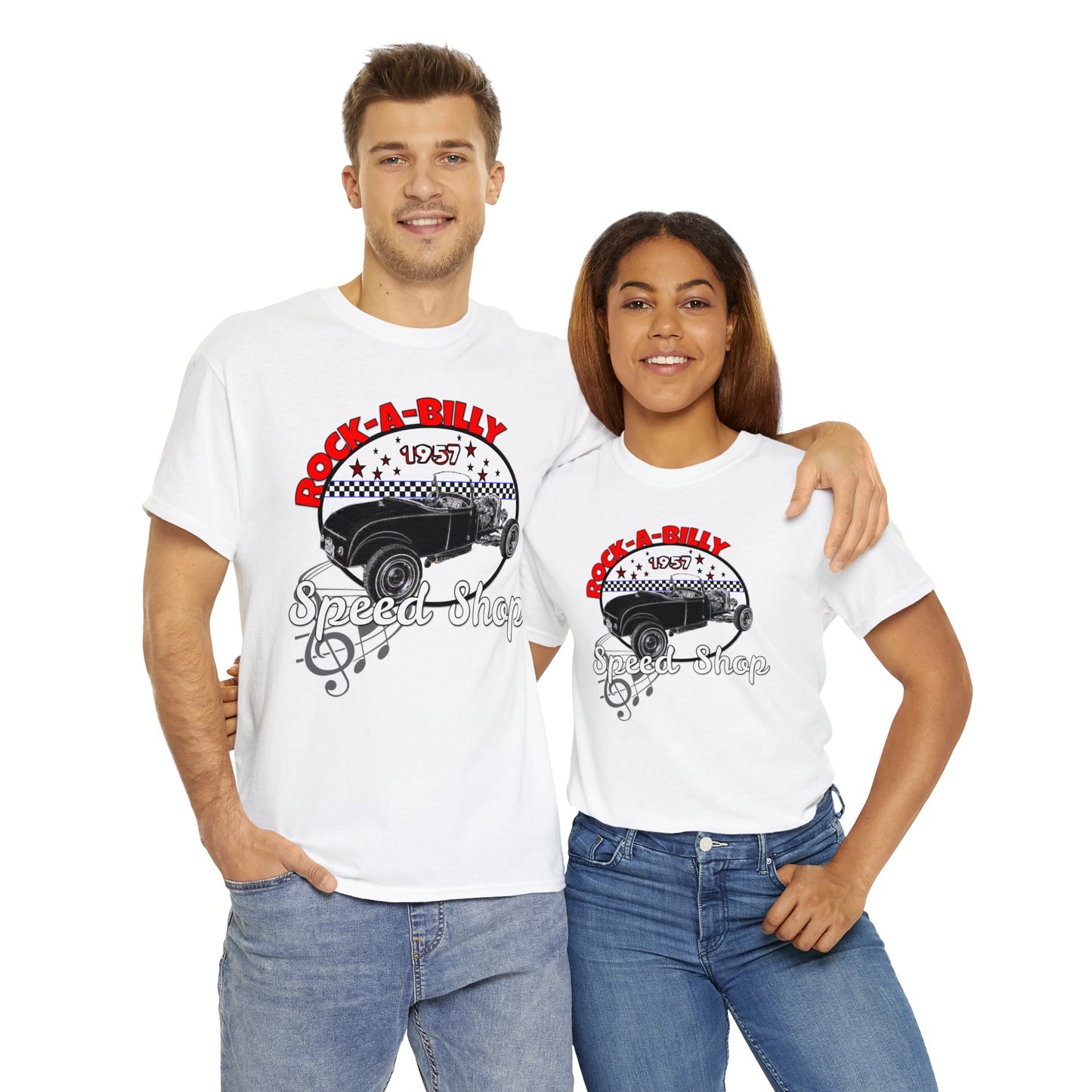 Rockabilly Model A Rat Rod Speed Shop 1957 Heavy Cotton Tee