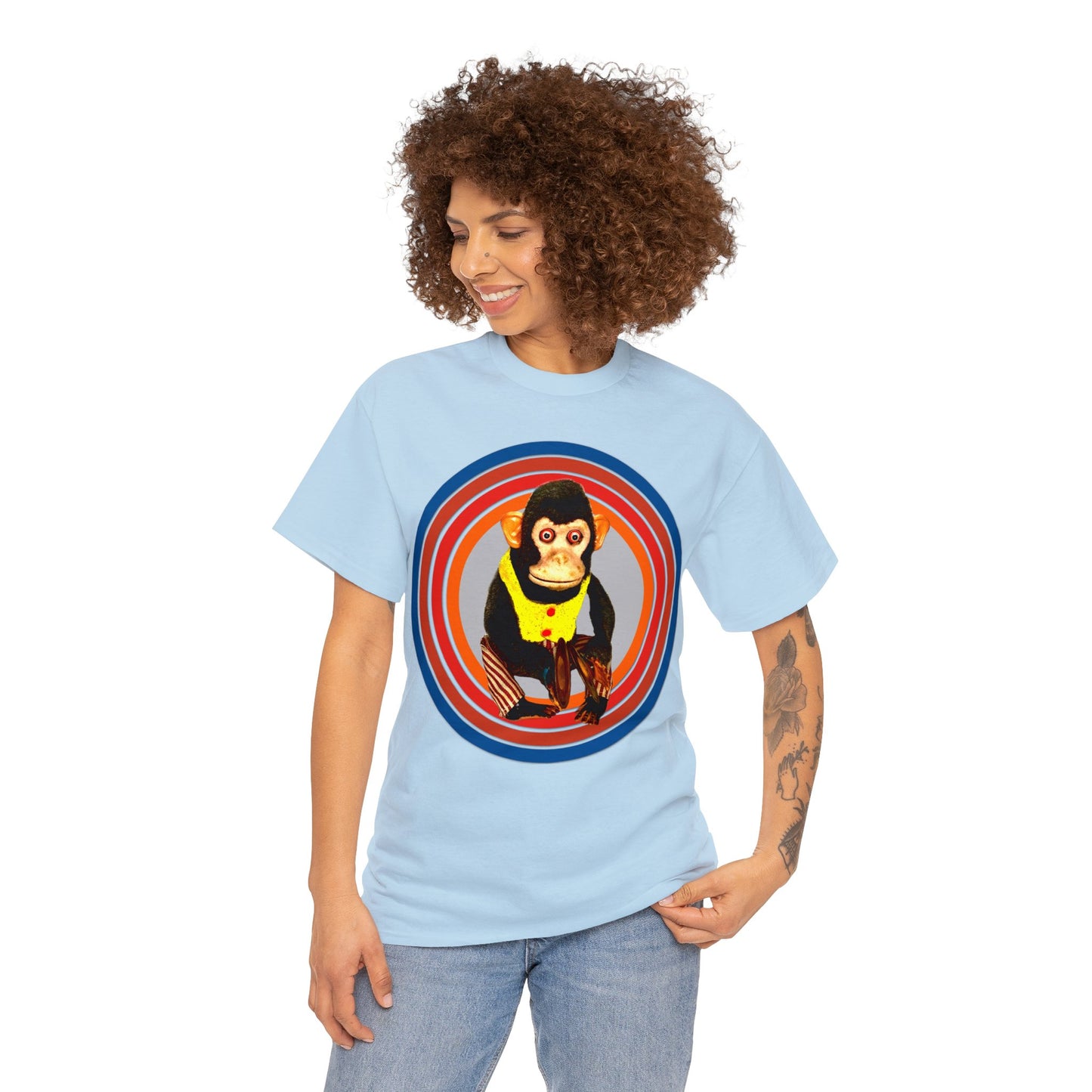 Cymbal Chimp Toy, Jolly Monkey With Cymbals Vintage Retro Heavy Cotton Tee