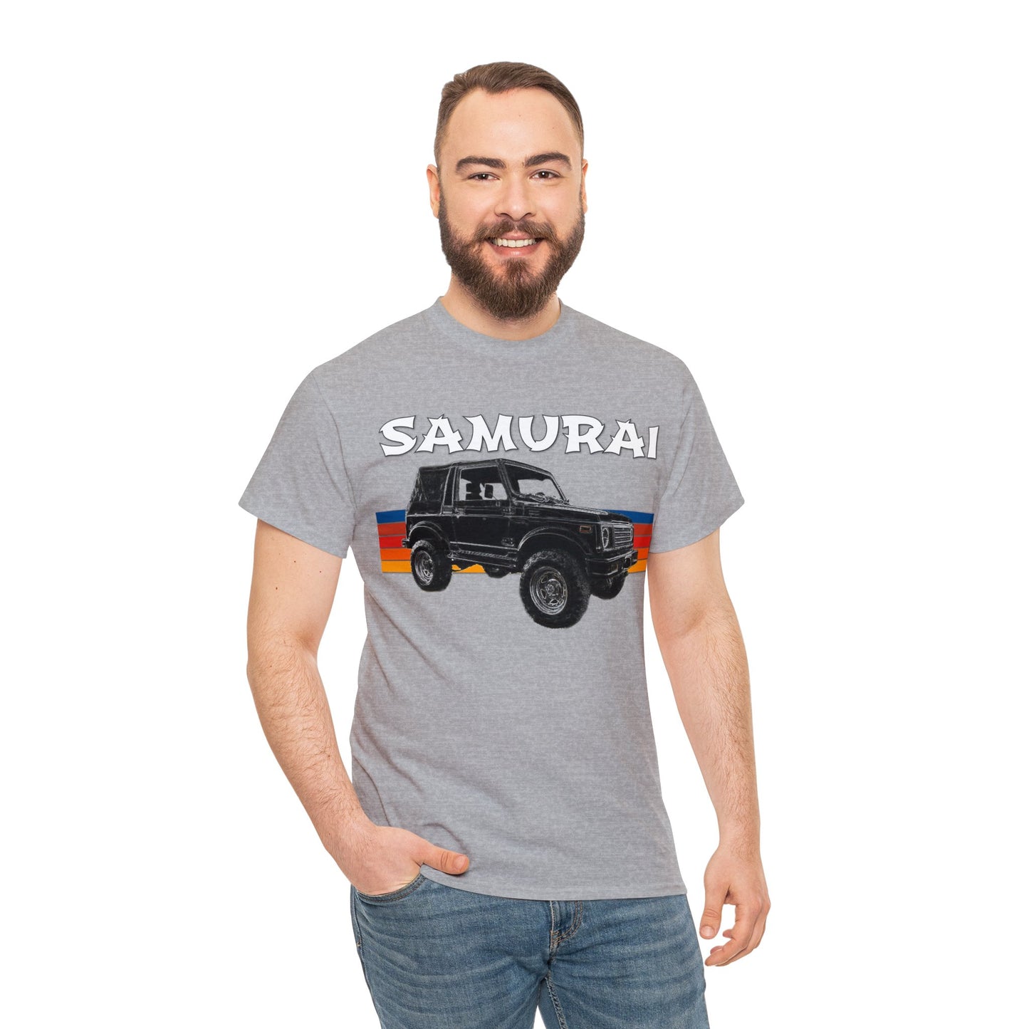 Samurai Vintage Retro 4x4 Truck, Samurai 4 Wheel Drive Car Heavy Cotton Tee