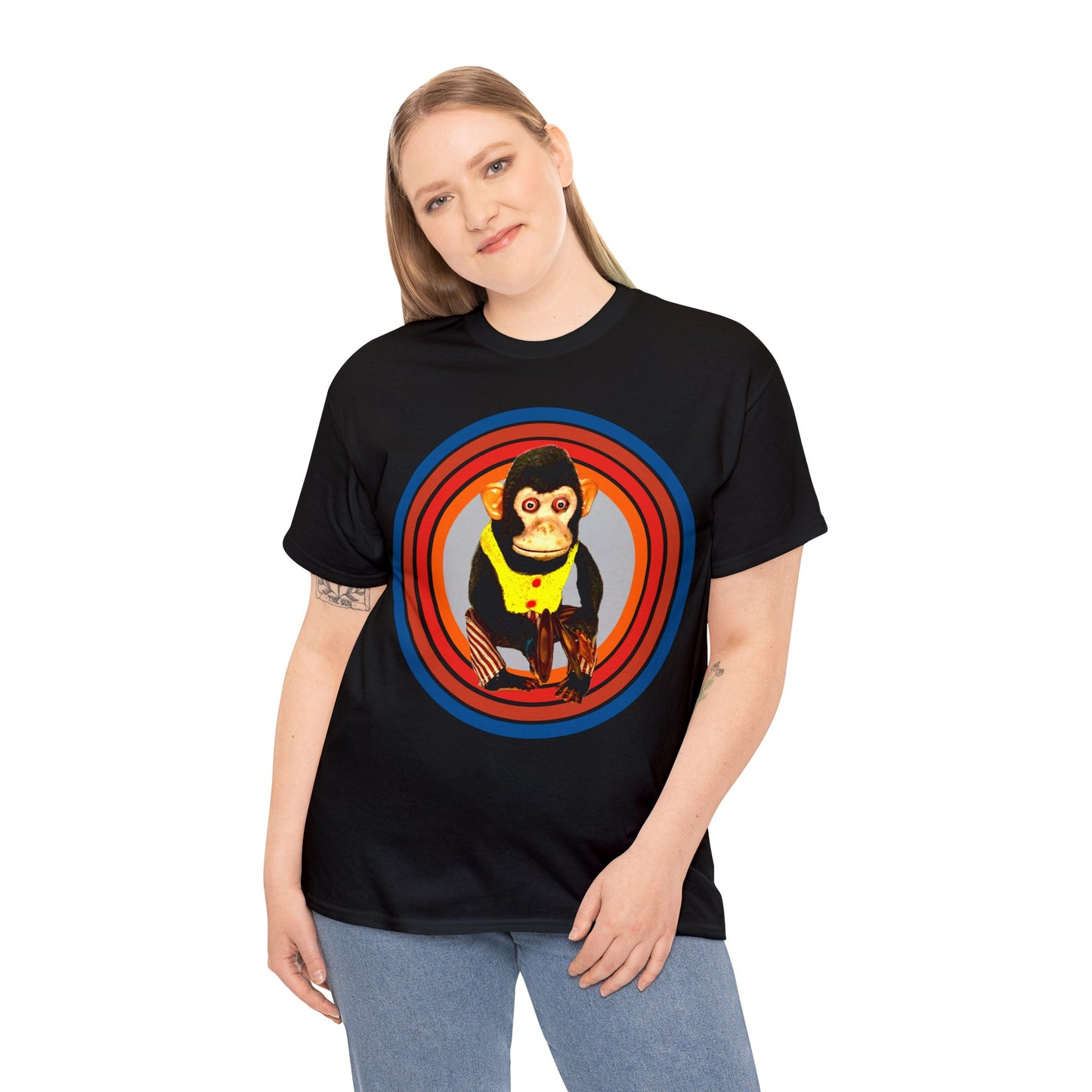 Cymbal Chimp Toy, Jolly Monkey With Cymbals Vintage Retro Heavy Cotton Tee