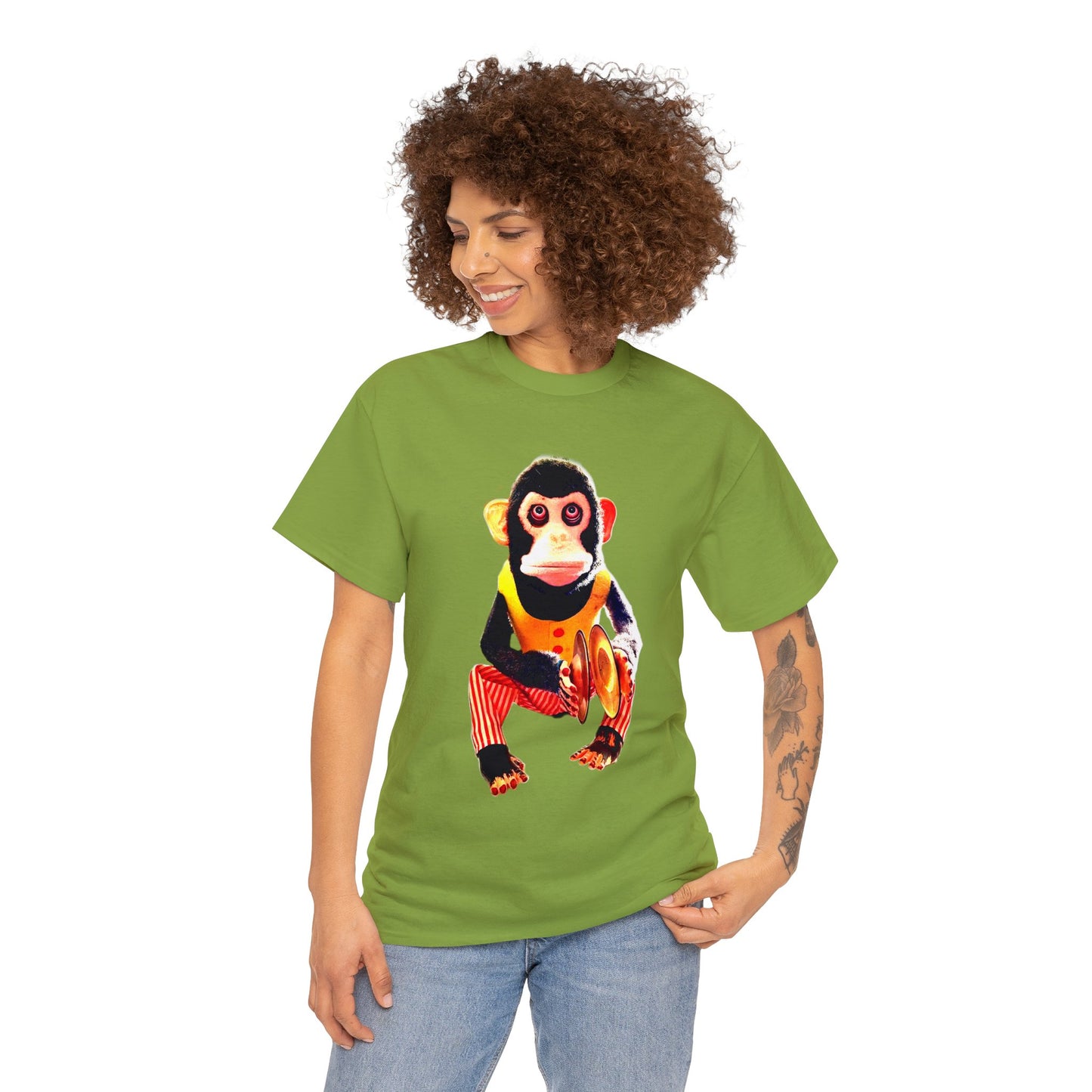 Cymbal Chimp Toy, Jolly Monkey With Cymbals Vintage Retro Heavy Cotton Tee