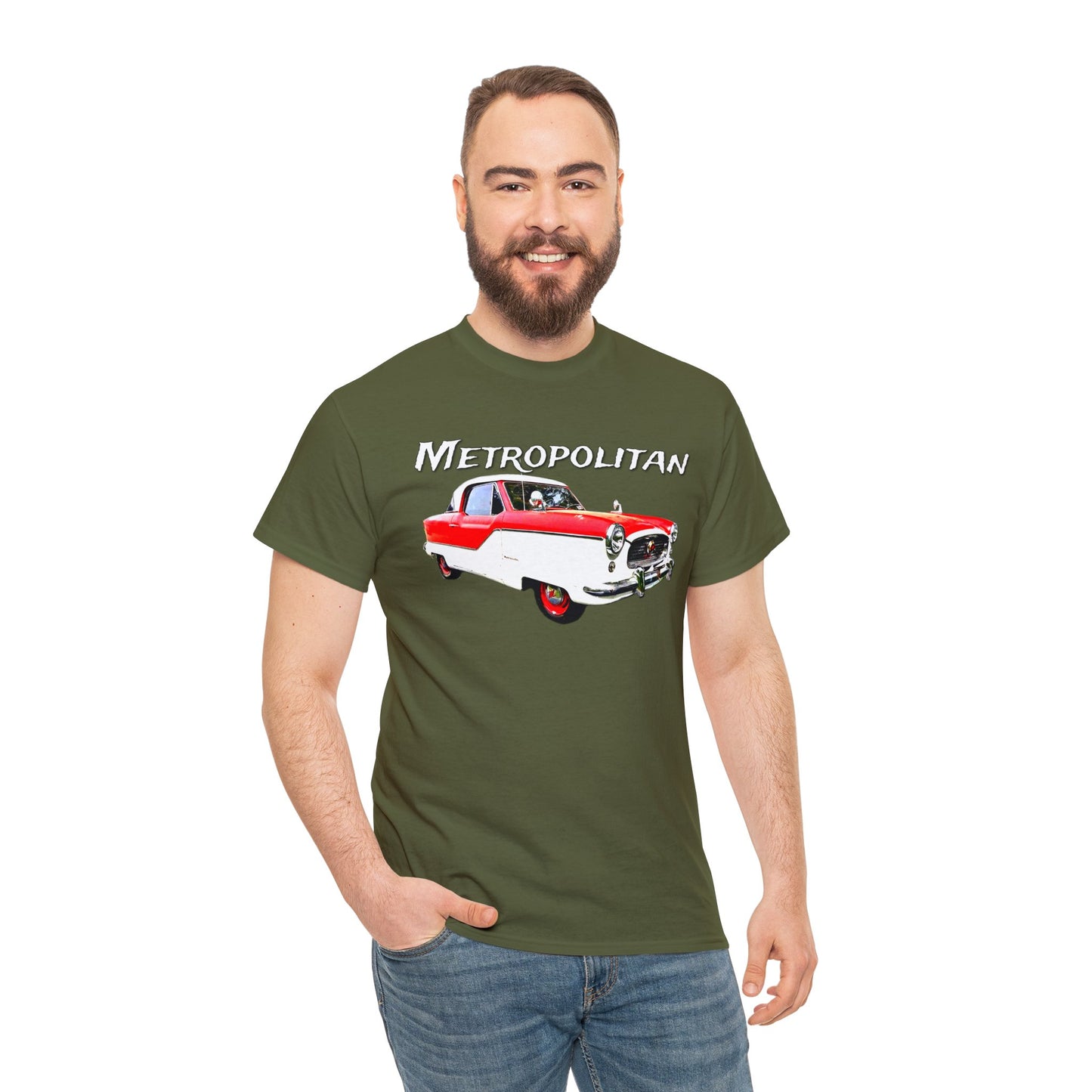 Metropolitan Car, Vintage Nash, Retro Metropolitan Automobile Heavy Cotton Tee