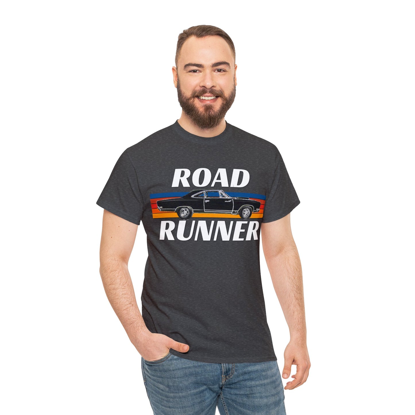 Vintage Road Runner Car, American Muscle Car, USA Muscle Automobile Heavy Cotton Tee