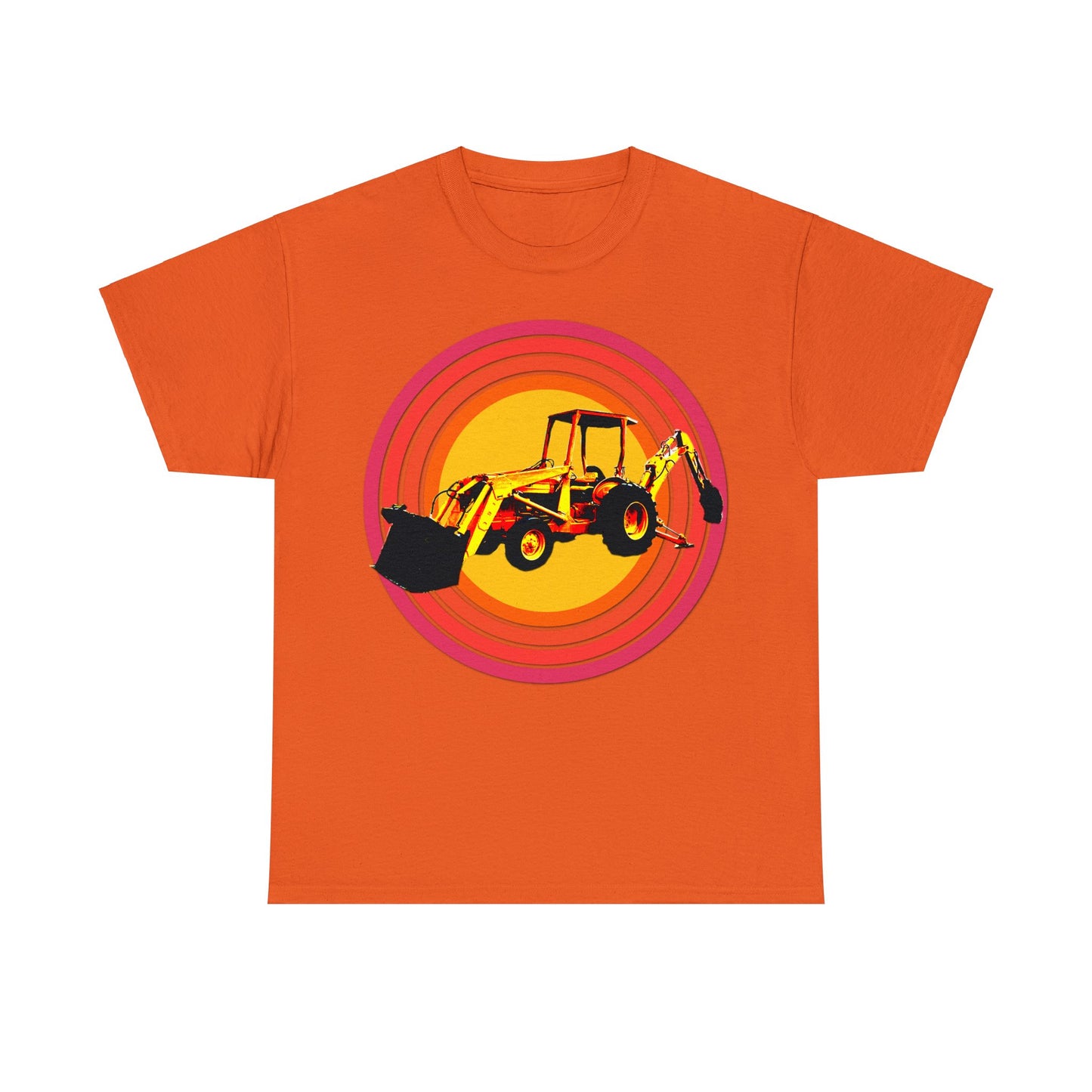 Back Hoe, Tractor, Bulldozer, Excavator, Construction, Under Construction Heavy Cotton Tee