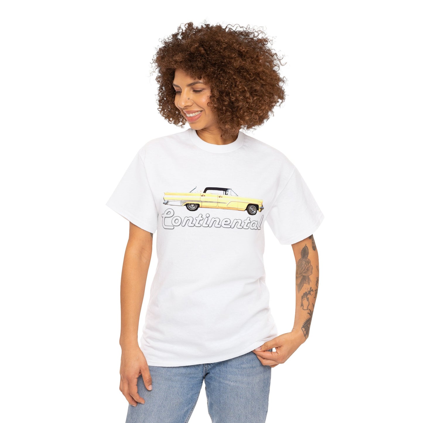 1959 Continental Retro Vintage American Car With Tail Fins Heavy Cotton Tee