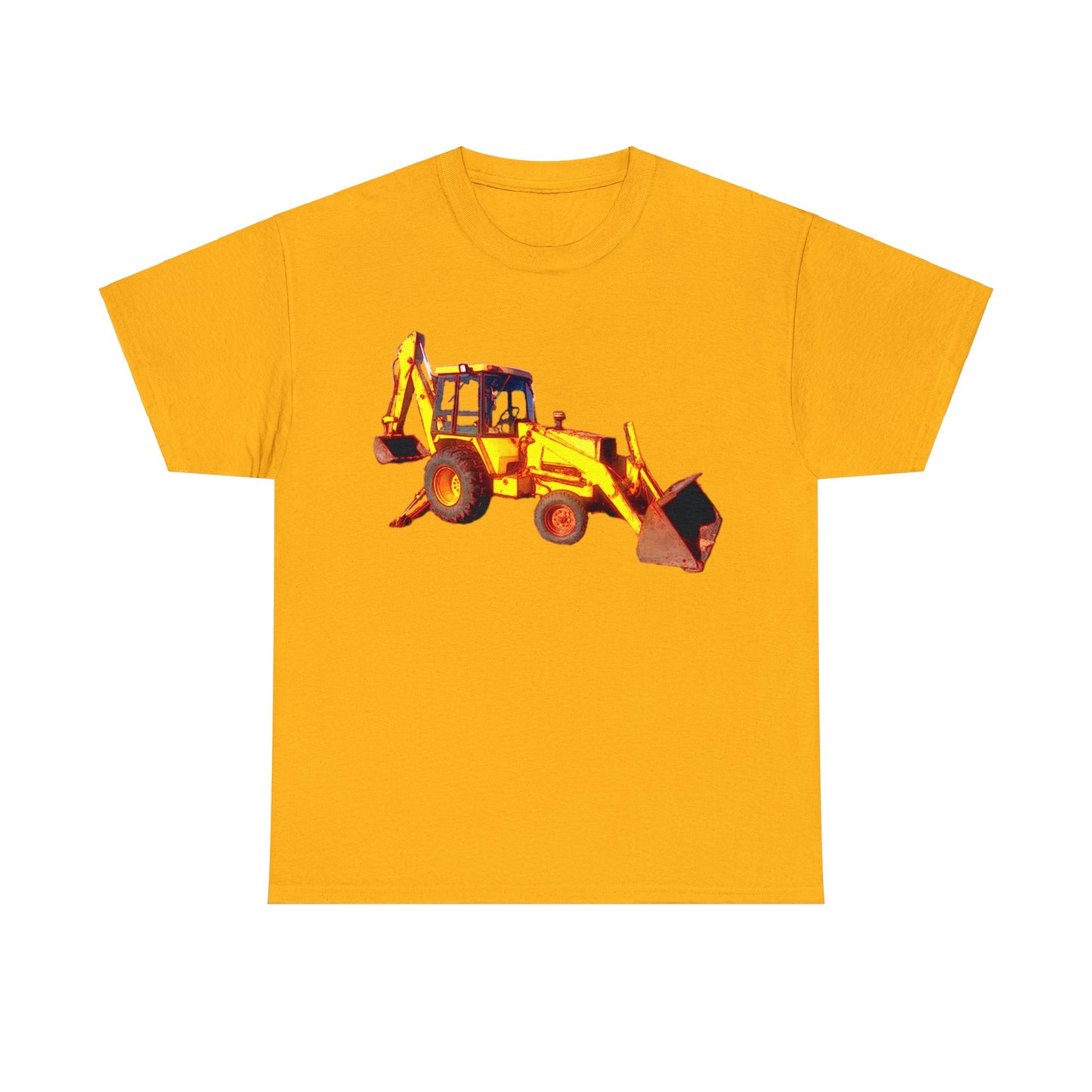 Back Hoe, Tractor, Bulldozer, Excavator, Construction, Under Construction Heavy Cotton Tee