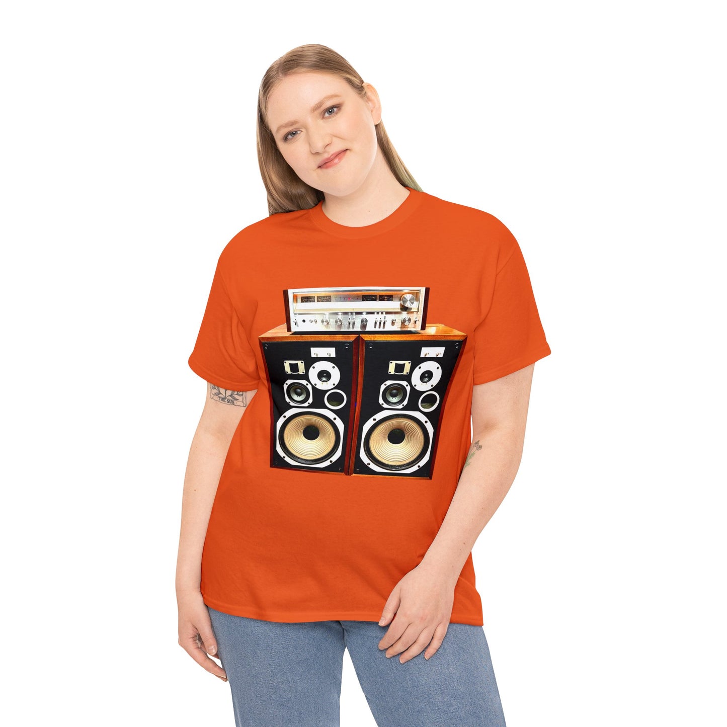 Vintage Stereo Receiver and Speakers, Audiophile, Retro Stereo, High Fidelity Heavy Cotton Tee