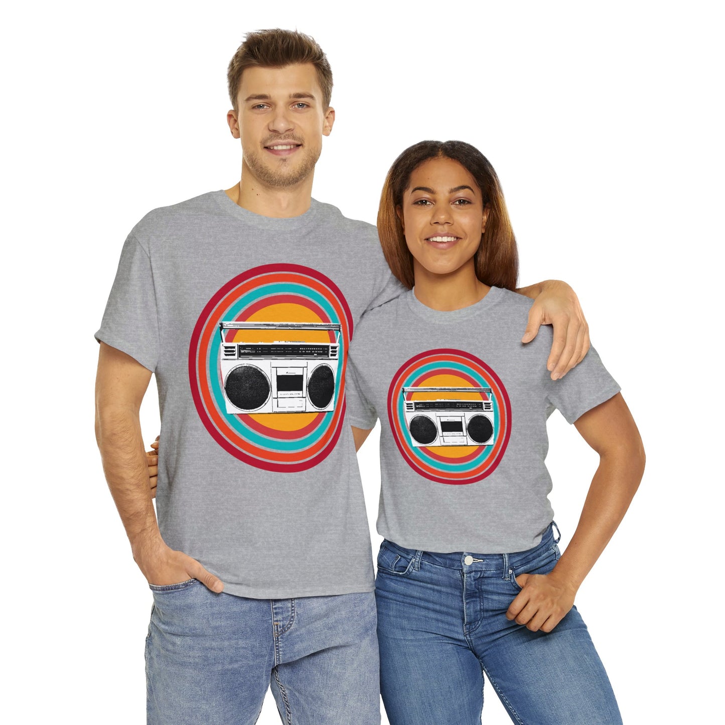 Jam Box, Ghetto Blaster, Boombox, Vintage Radio, Retro Cassette Player Heavy Cotton Tee