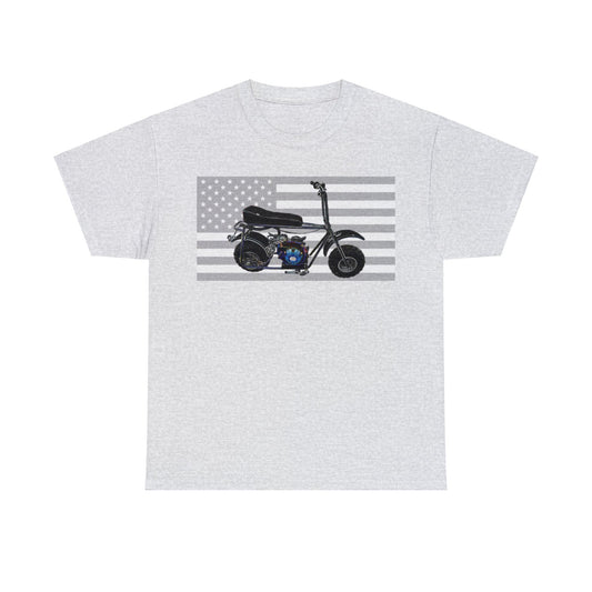 American Flag Vintage Mini Bike, Moped, Mini Motorcycle, Scooter Heavy Cotton Tee