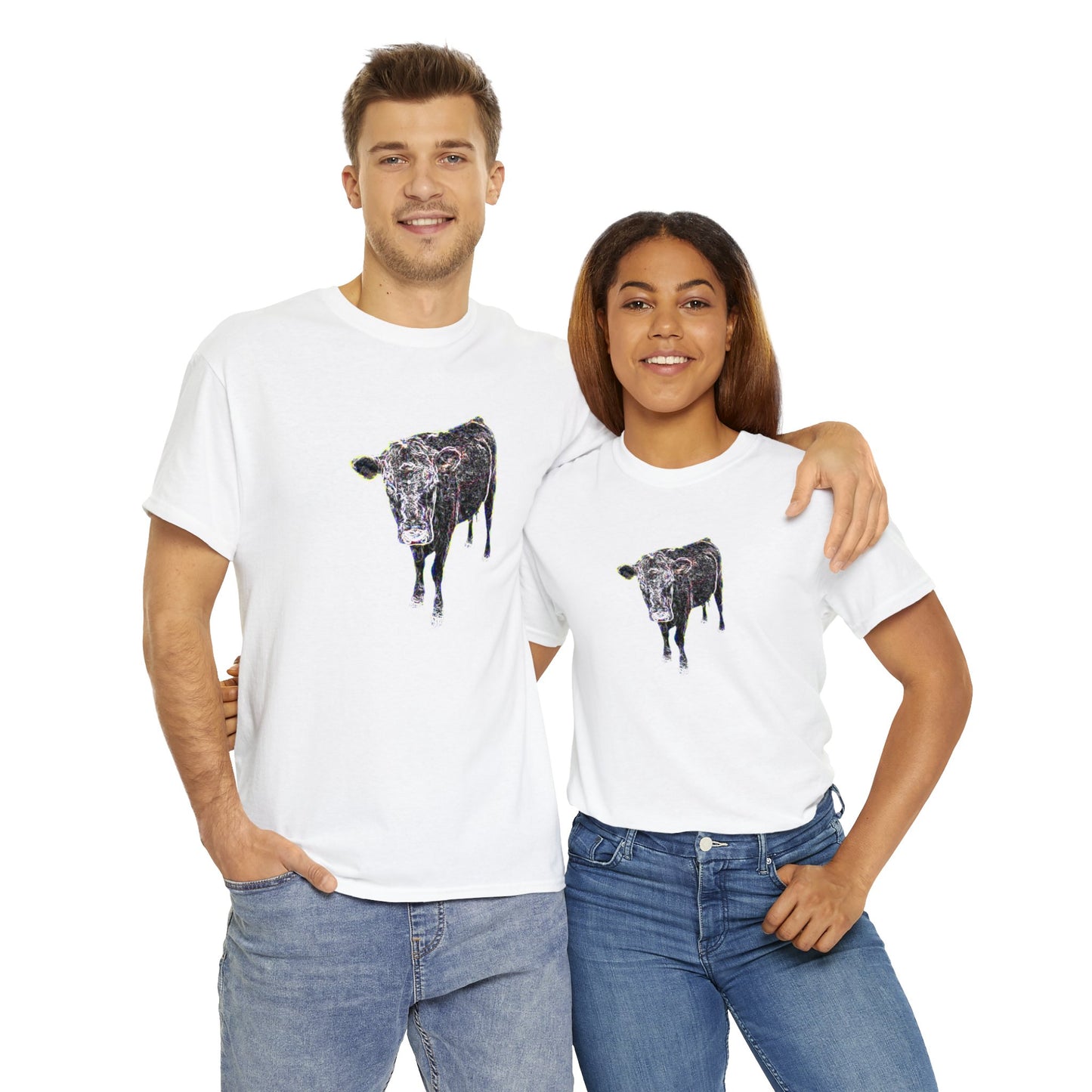 Vintage Retro Cow on the Farm Heavy Cotton Tee