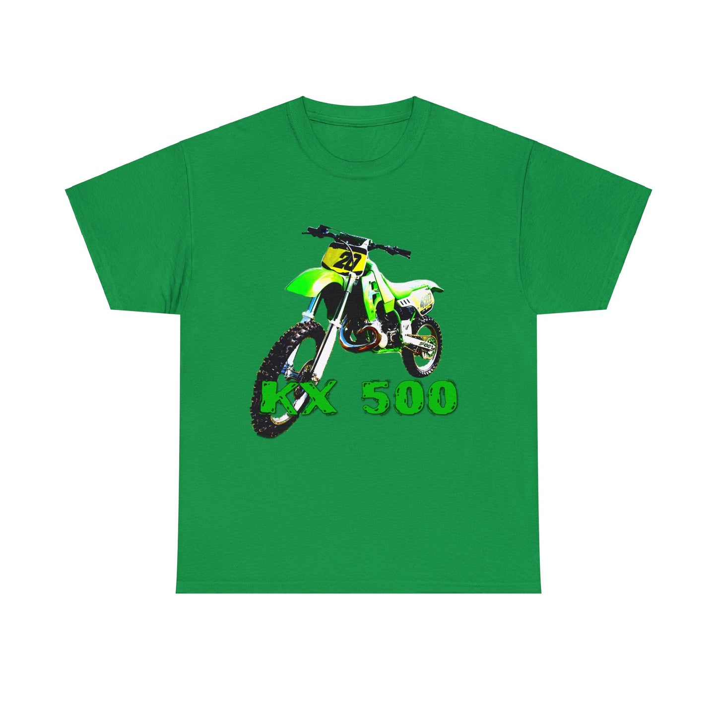 KX 500 Motocross, Vintage Dirt Bike, Green Dirt Bike, Motocross Heavy Cotton Tee