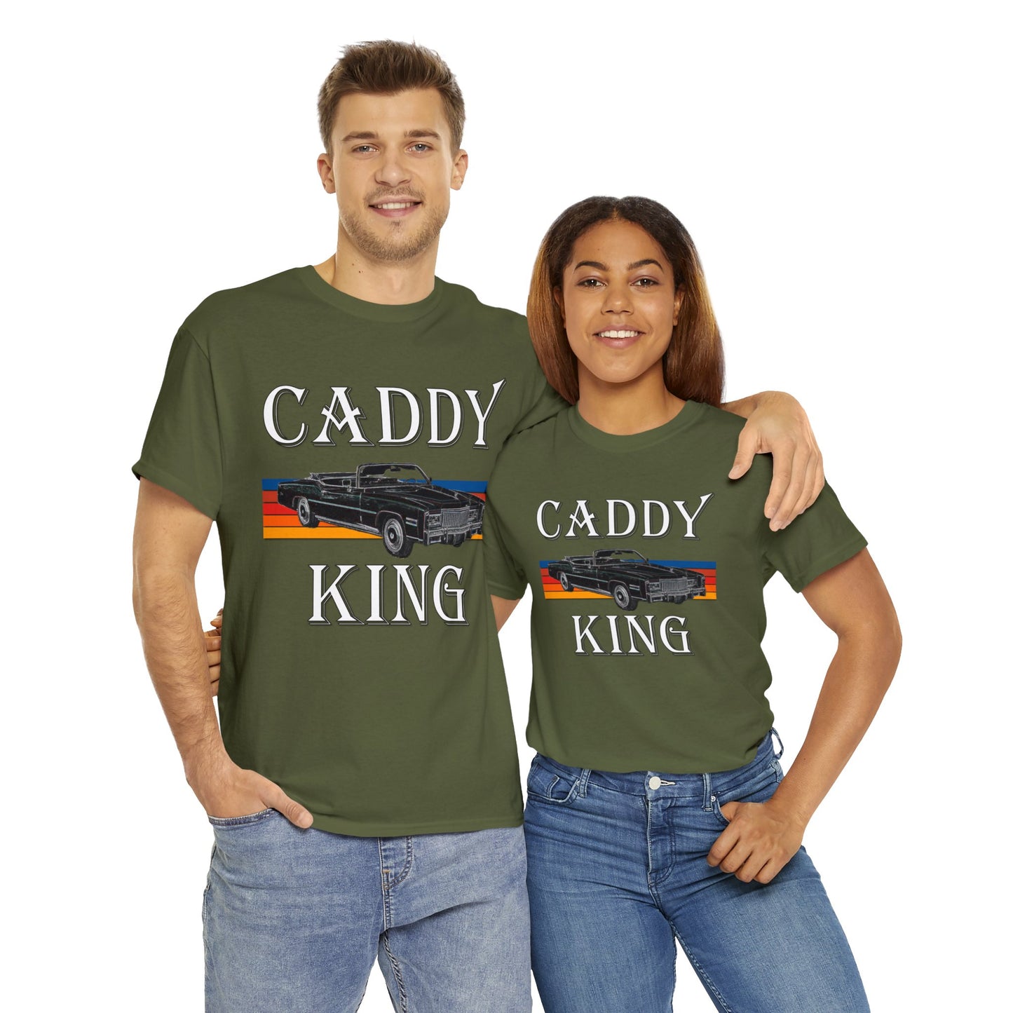 Caddy King, Vintage Cadillac Car, Convertible Caddy Heavy Cotton Tee