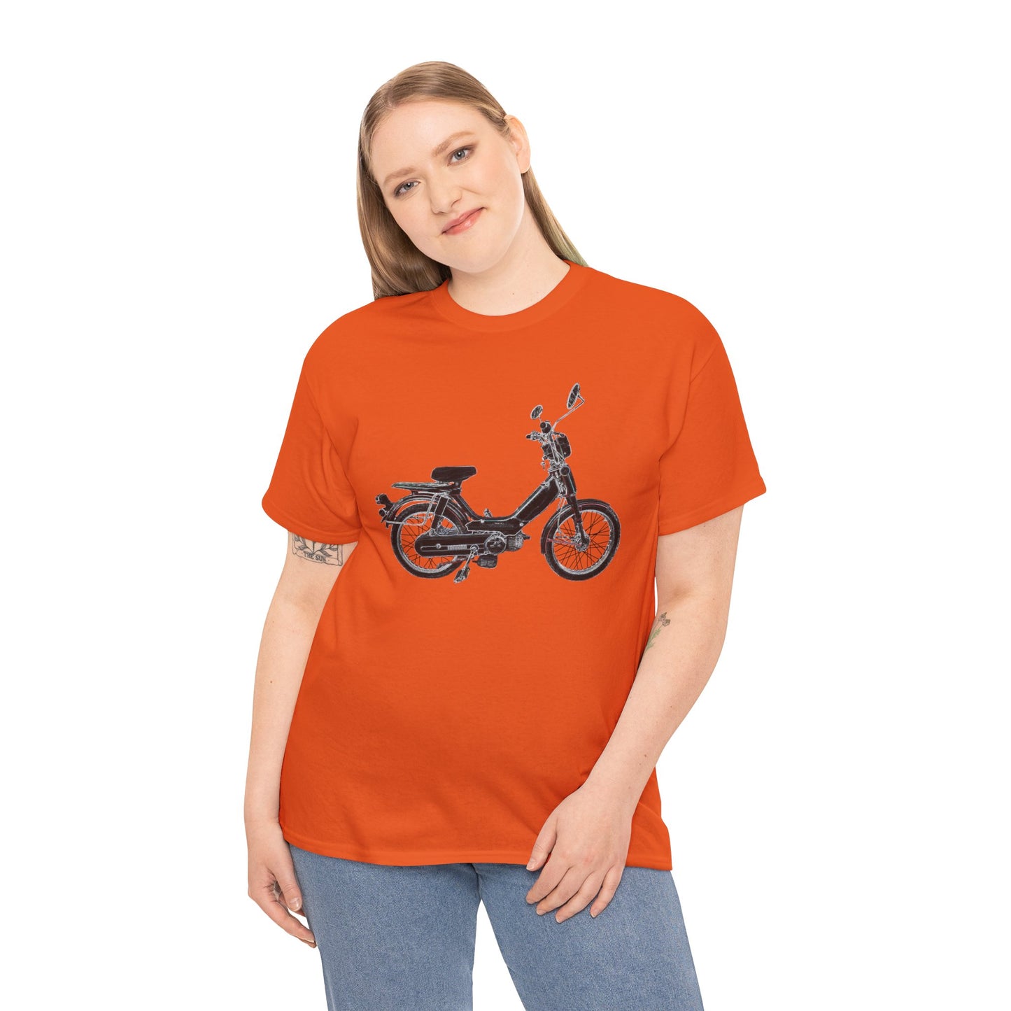 Vintage 1978 Pedal Moped Scooter Mini Bike Motorcycle Moped Heavy Cotton Tee