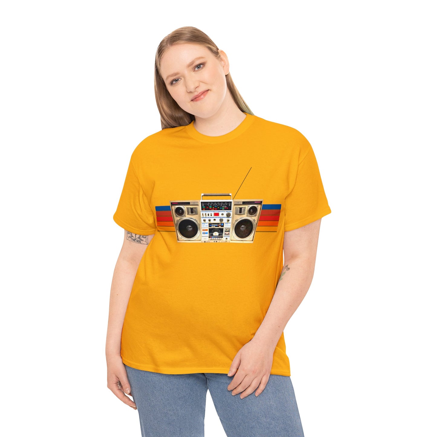 Jam Box, Ghetto Blaster, Boombox, Vintage Radio, Retro Cassette Player Heavy Cotton Tee