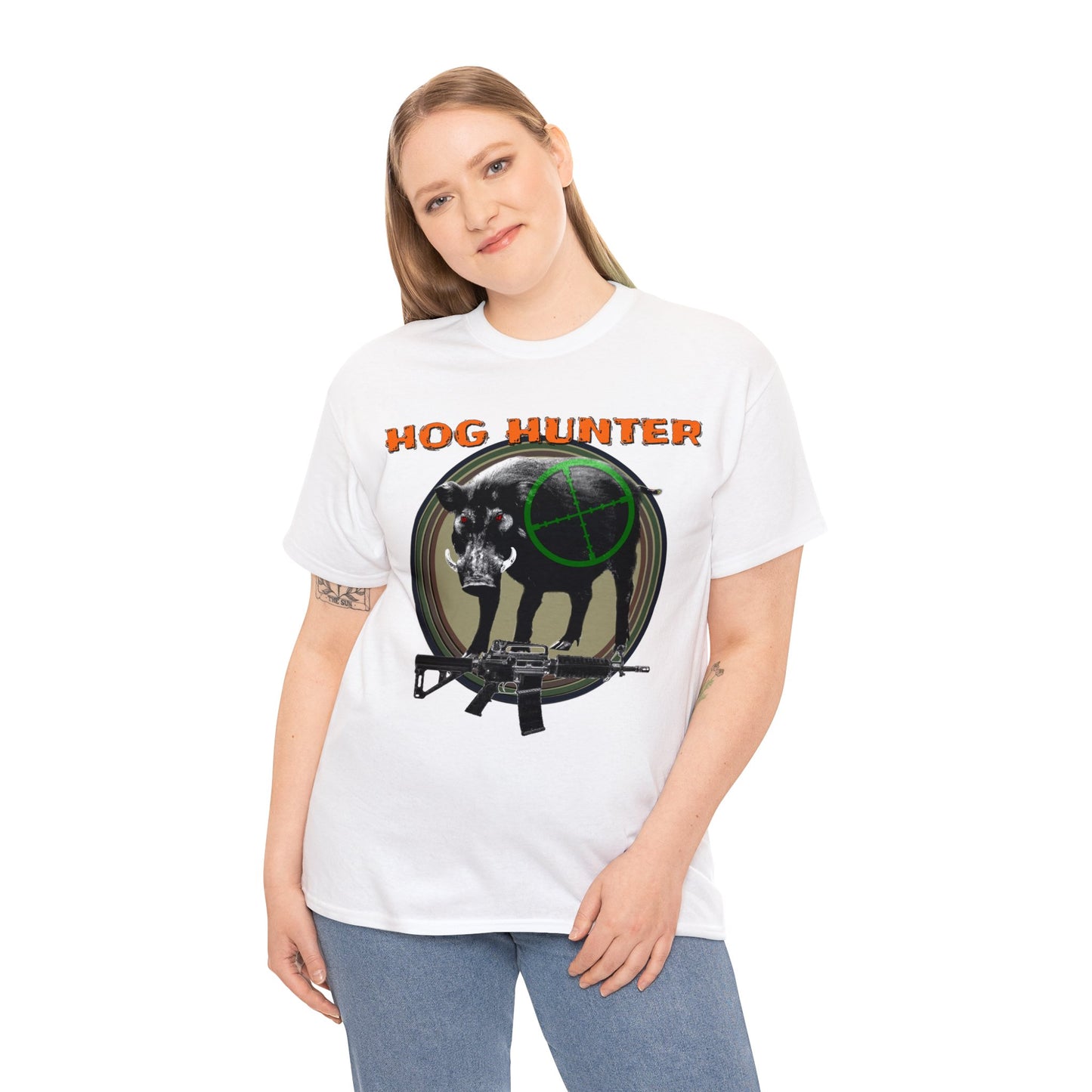 Wild Hog Hunter, Wild Hog, Hog Wild, Hog Boar Hunting Heavy Cotton Tee
