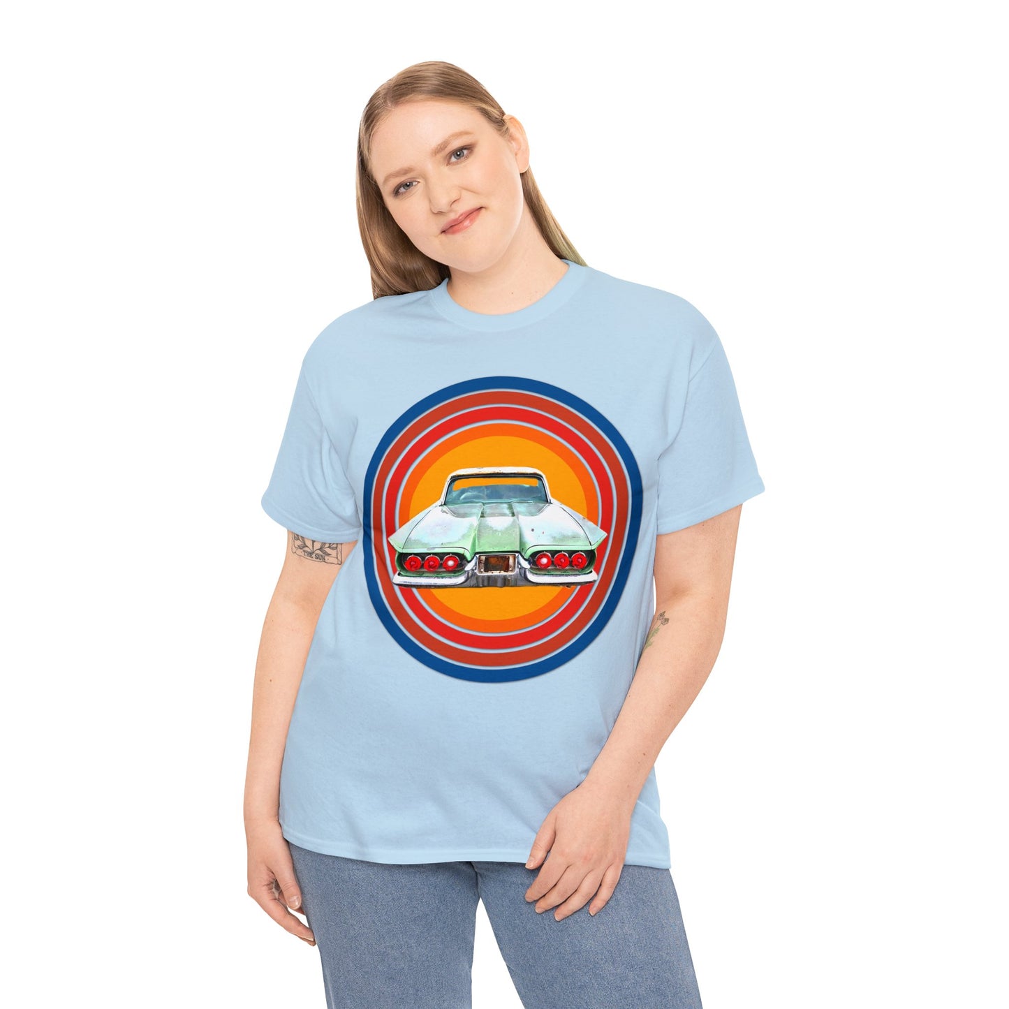 1960s Thunderbird Vintage American Automobile, Antique American Car Heavy Cotton Tee