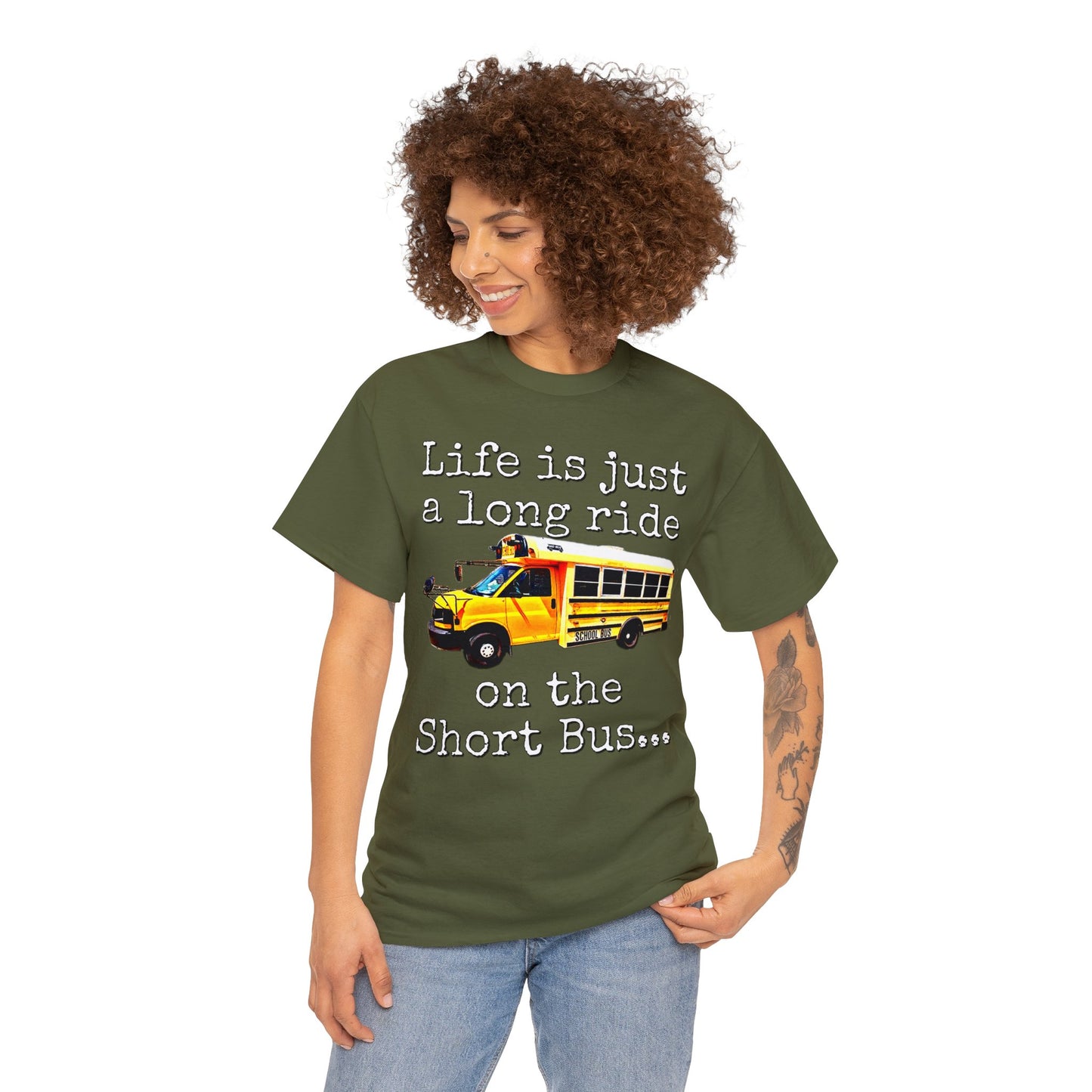 Short Bus, Short Bus Rider, I Survived Riding the Short Bus Heavy Cotton Tee