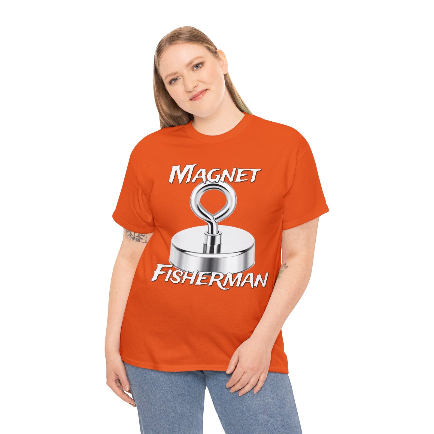 Cool Magnet Fisherman Fishing Unisex Heavy Cotton Tee