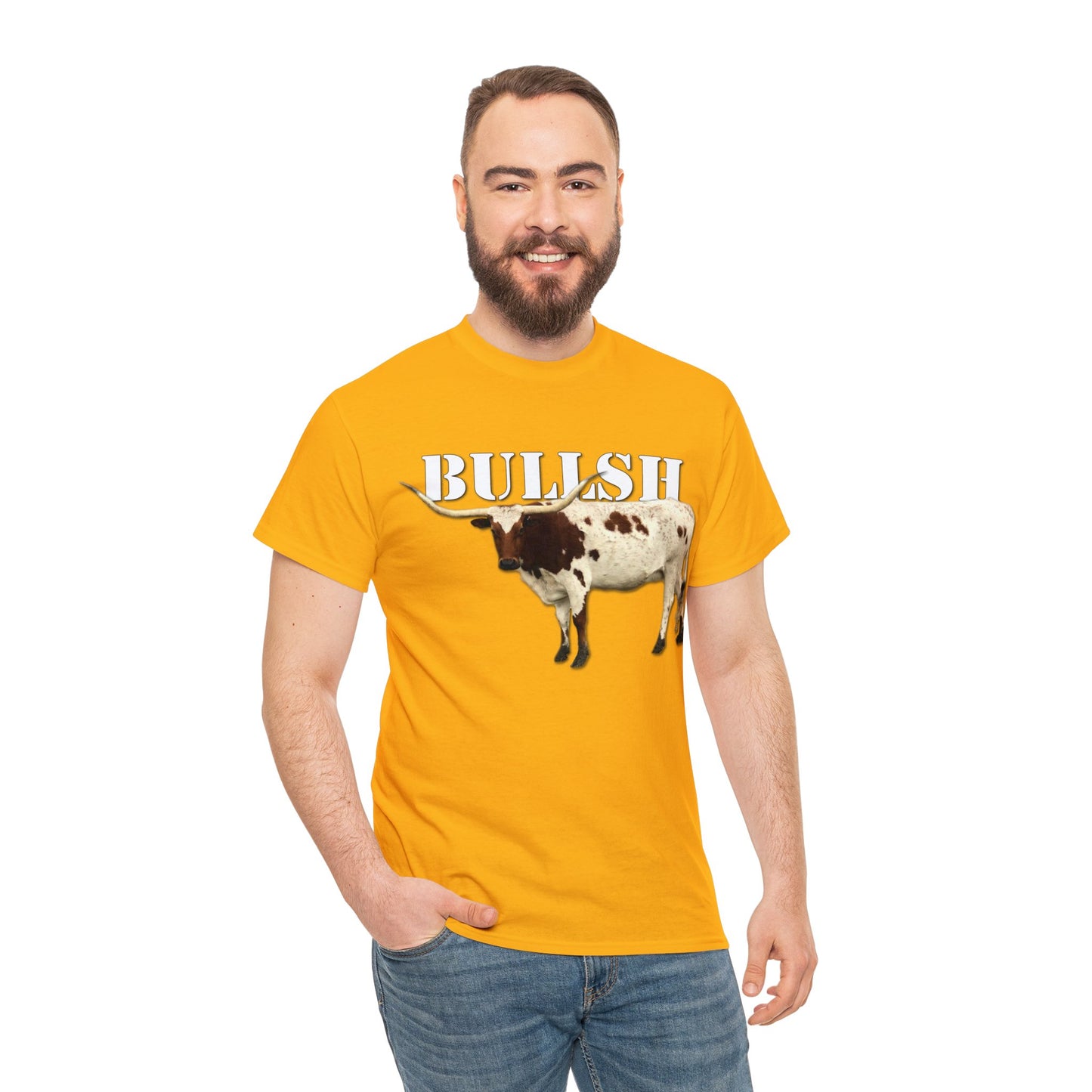 Bullsh, Longhorn, Cow, Cattle, Funny, Texas, Country Heavy Cotton Tee