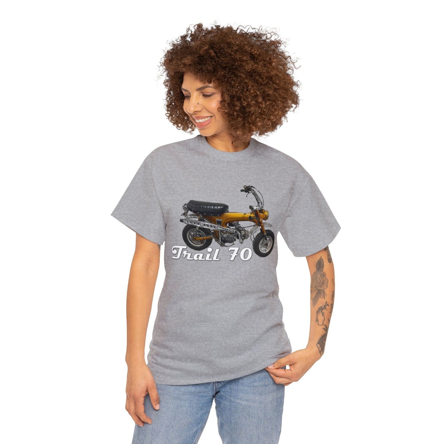 Trail 70 Mini BIke, Vintage Mini Bike, Retro Mini Bike Heavy Cotton Tee