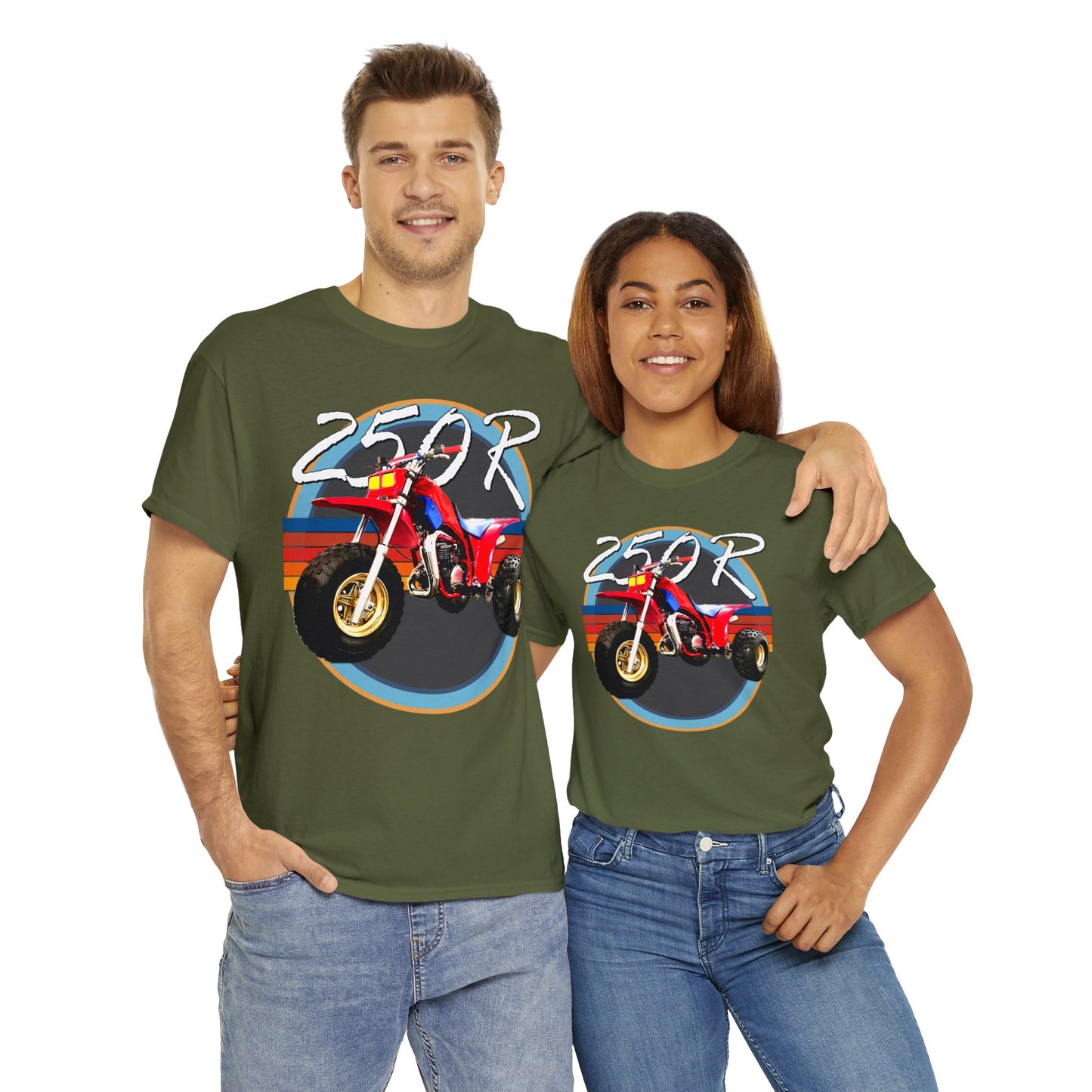 250R Three Wheeler, Retro Three Wheeler, 2 Stroke 3 Wheeler, ATV, ATC Heavy Cotton Tee